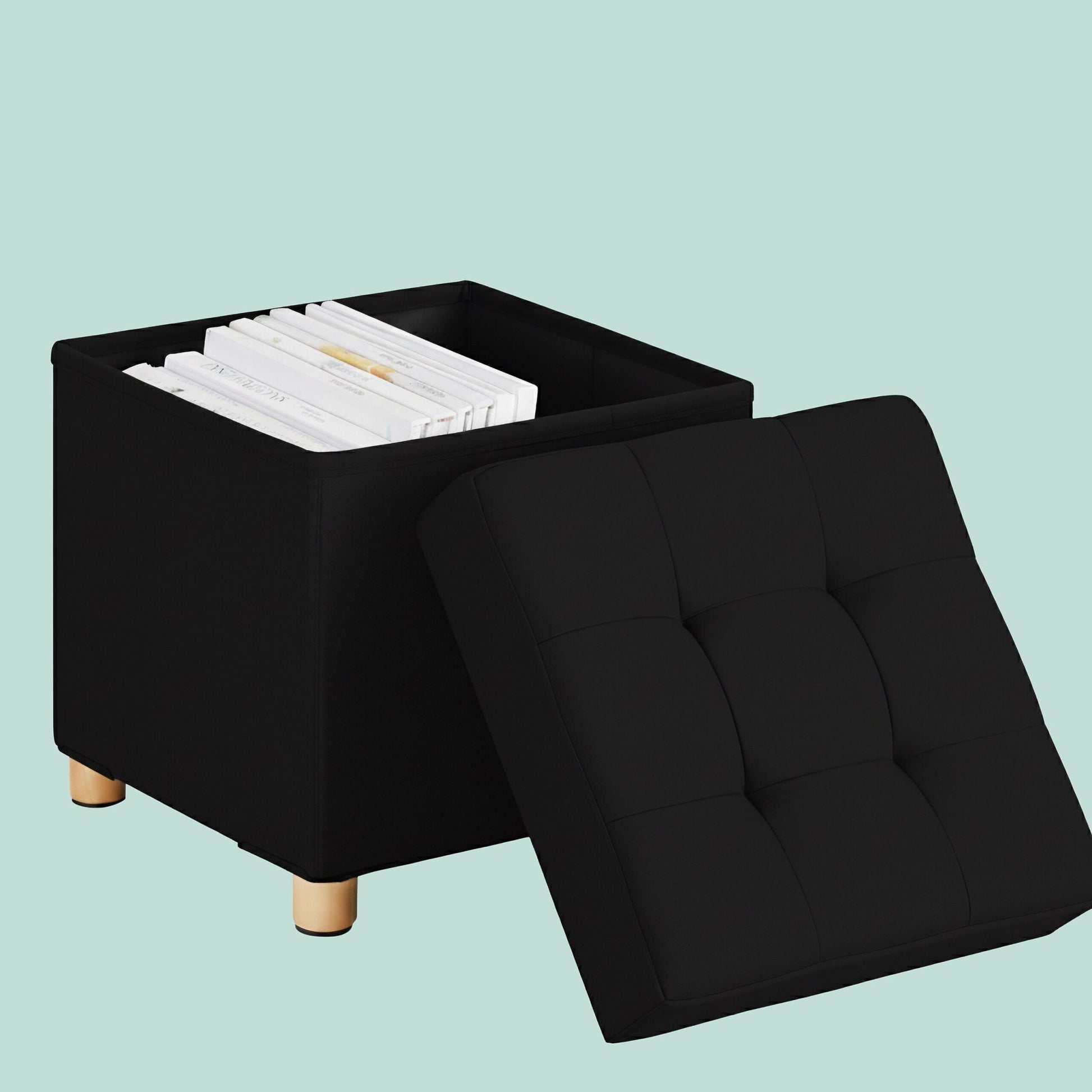 Hocker mit Stauraum Schwarz von Relaxdays