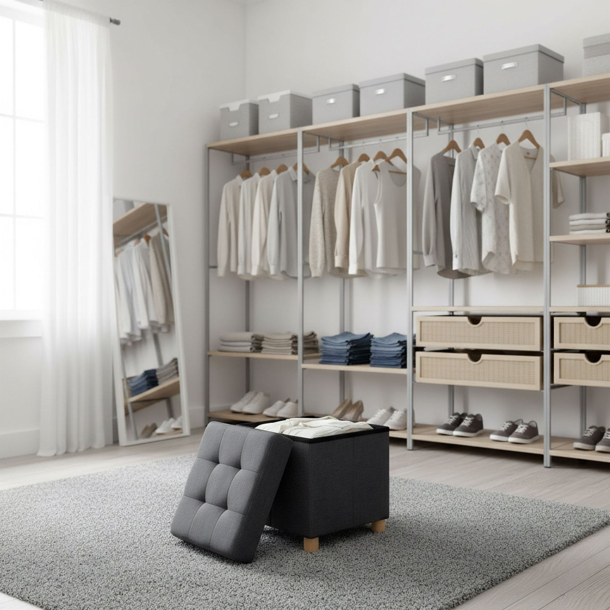 Hocker mit Stauraum Anthrazit von Relaxdays