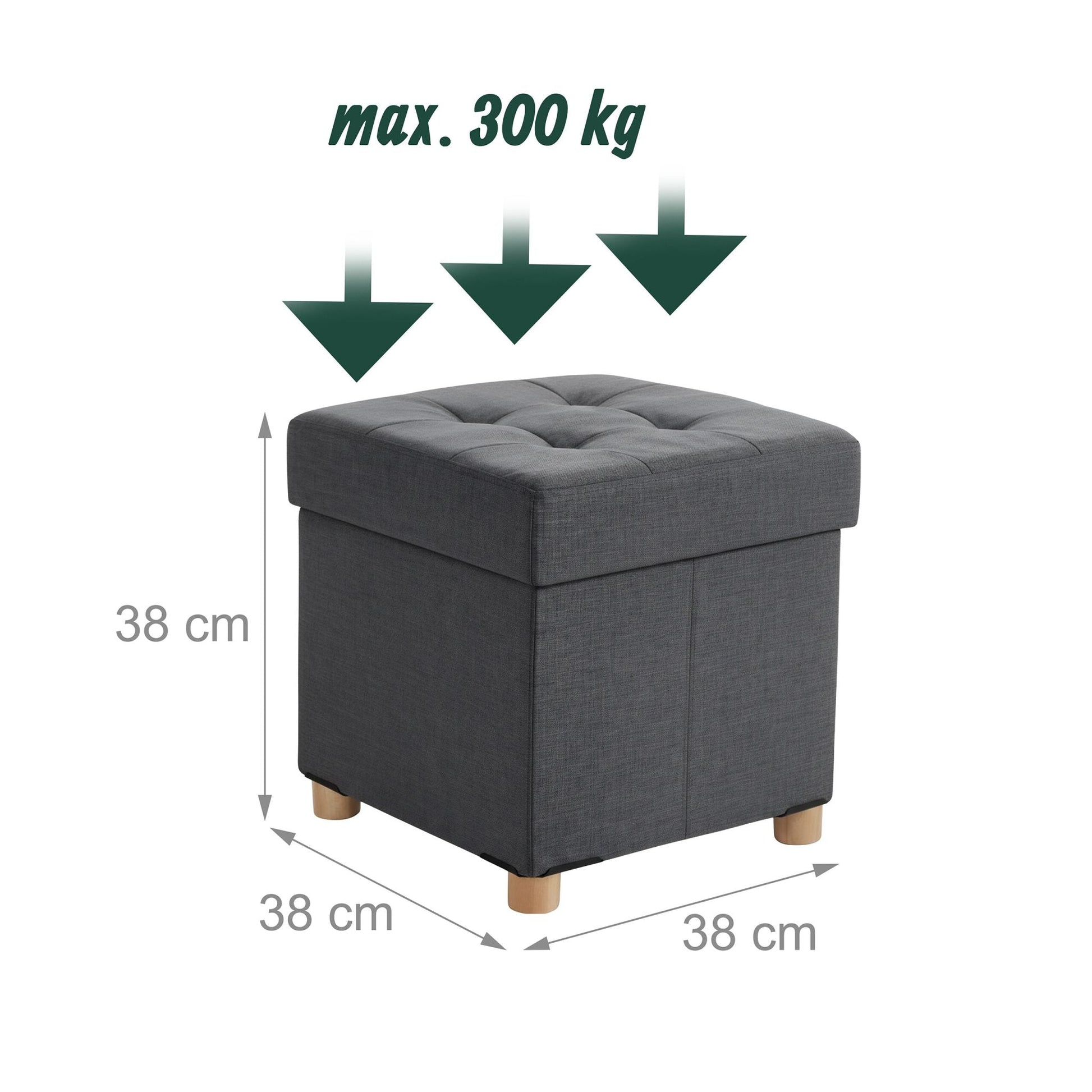 Hocker mit Stauraum Anthrazit von Relaxdays