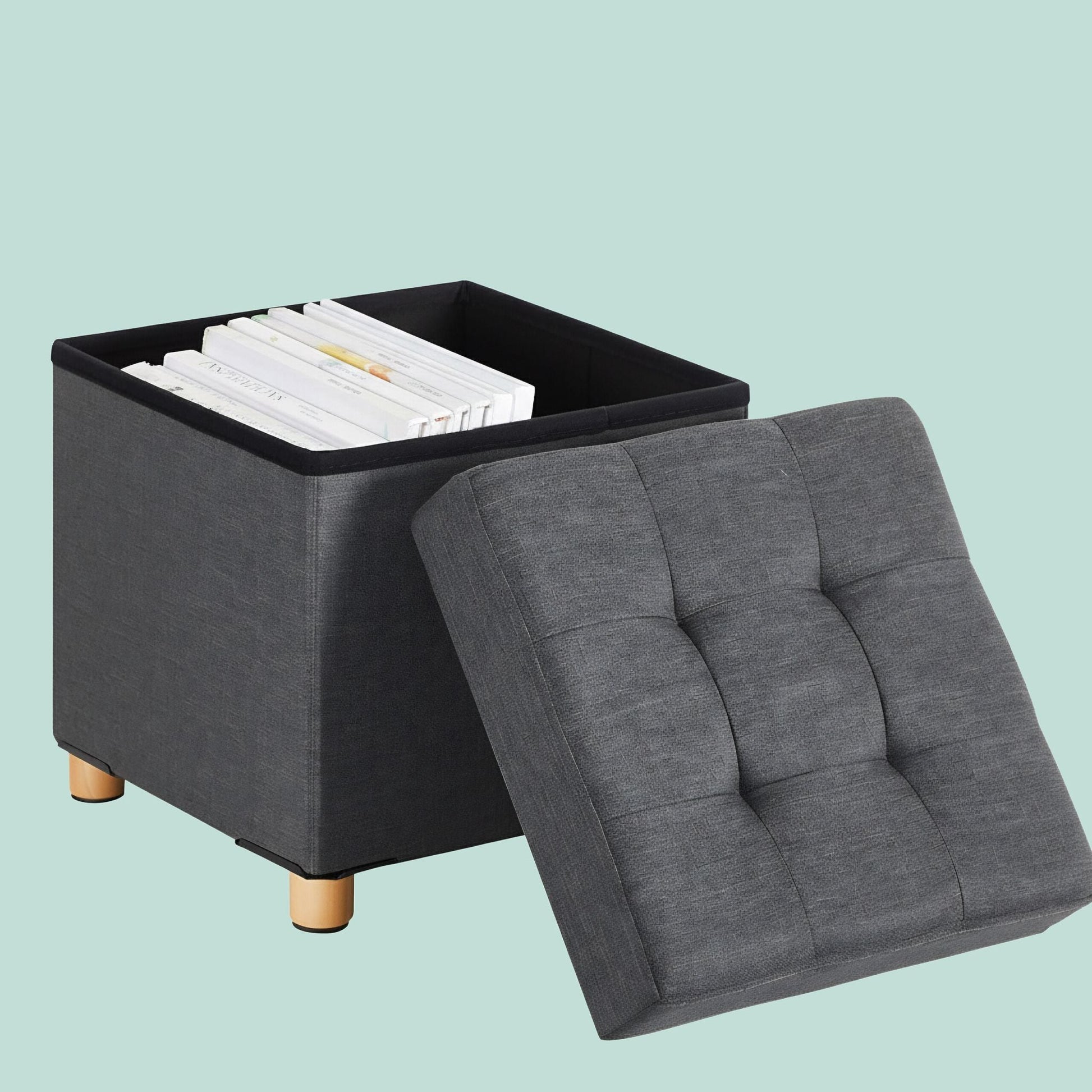 Hocker mit Stauraum Anthrazit von Relaxdays
