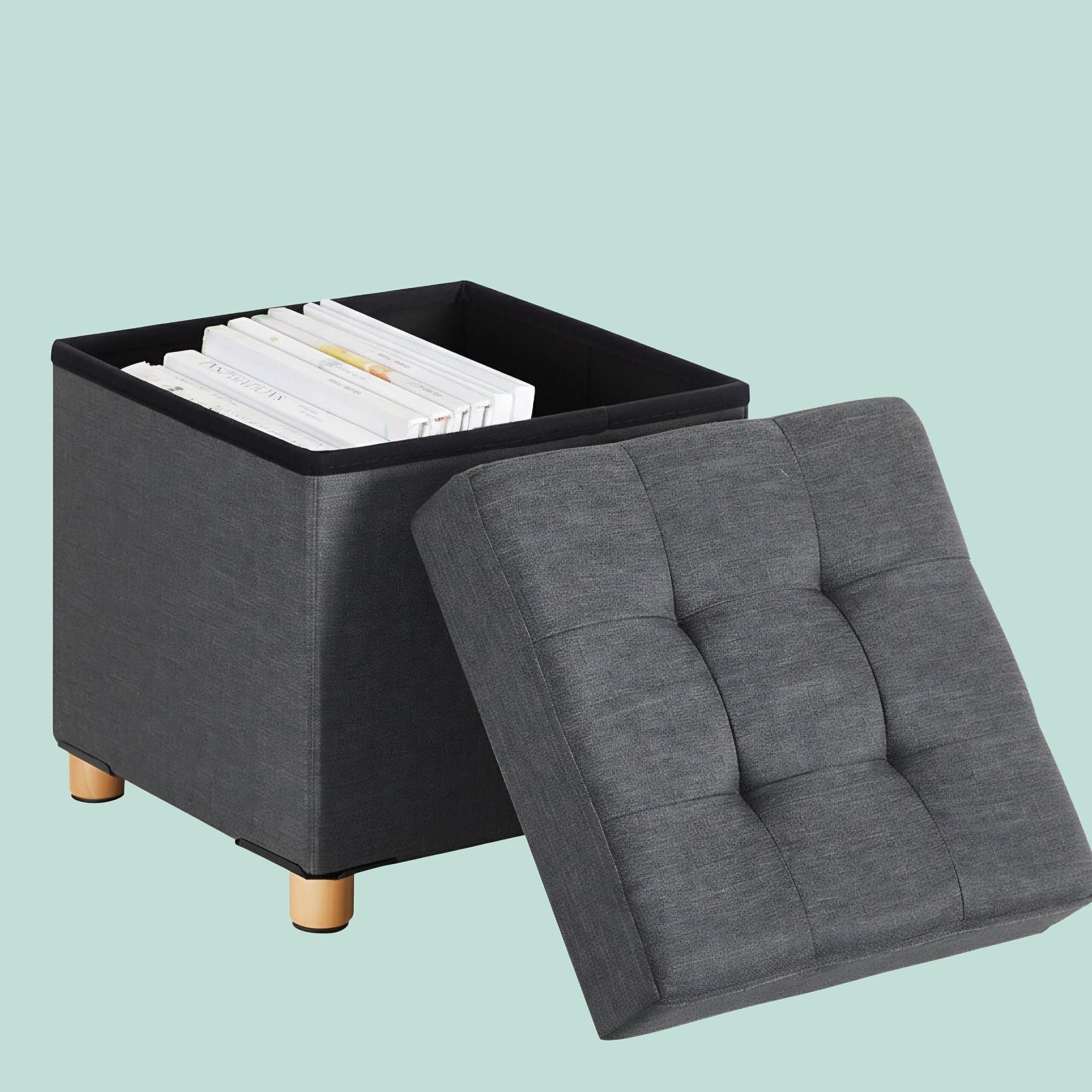 Hocker mit Stauraum Anthrazit von Relaxdays