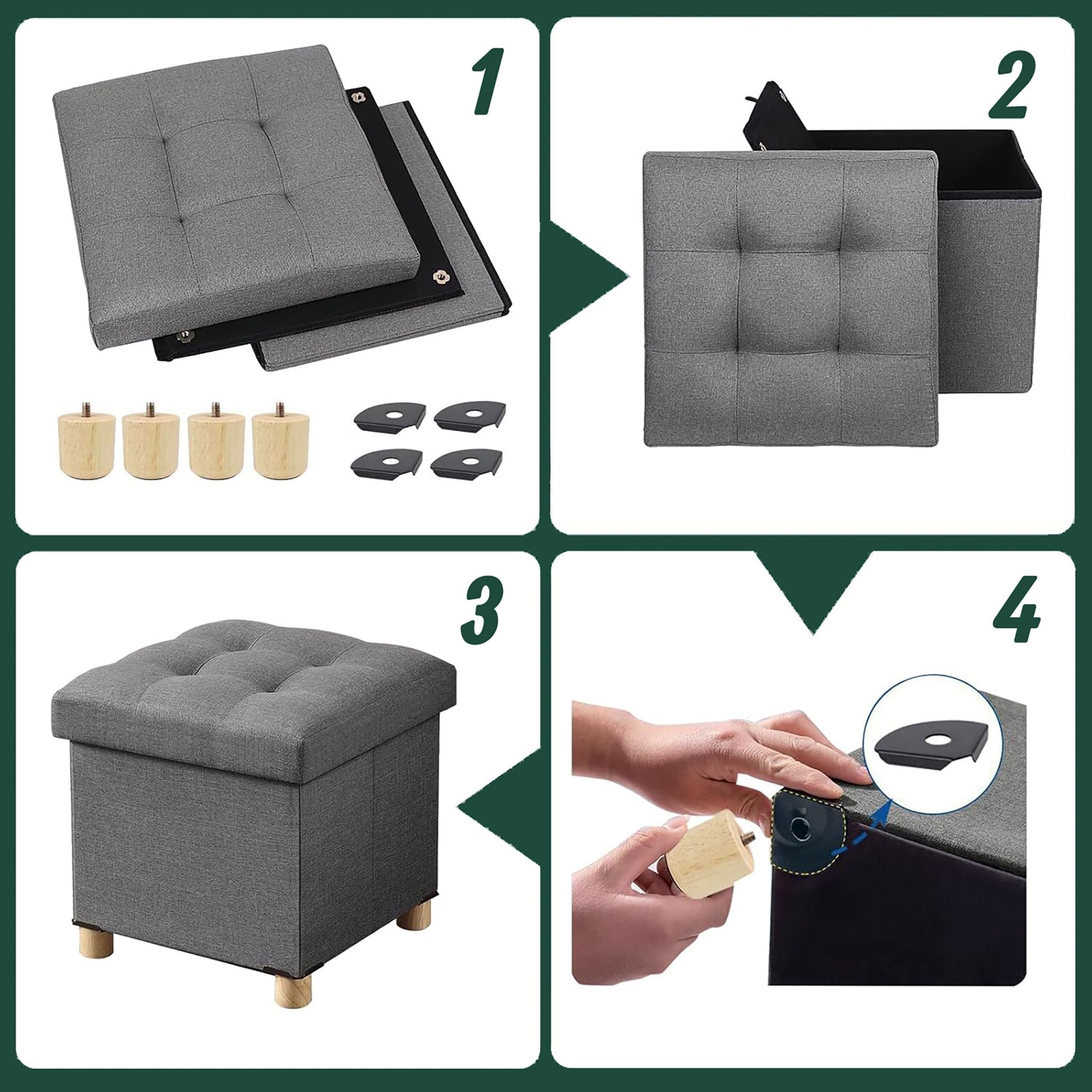 Hocker mit Stauraum Anthrazit von Relaxdays