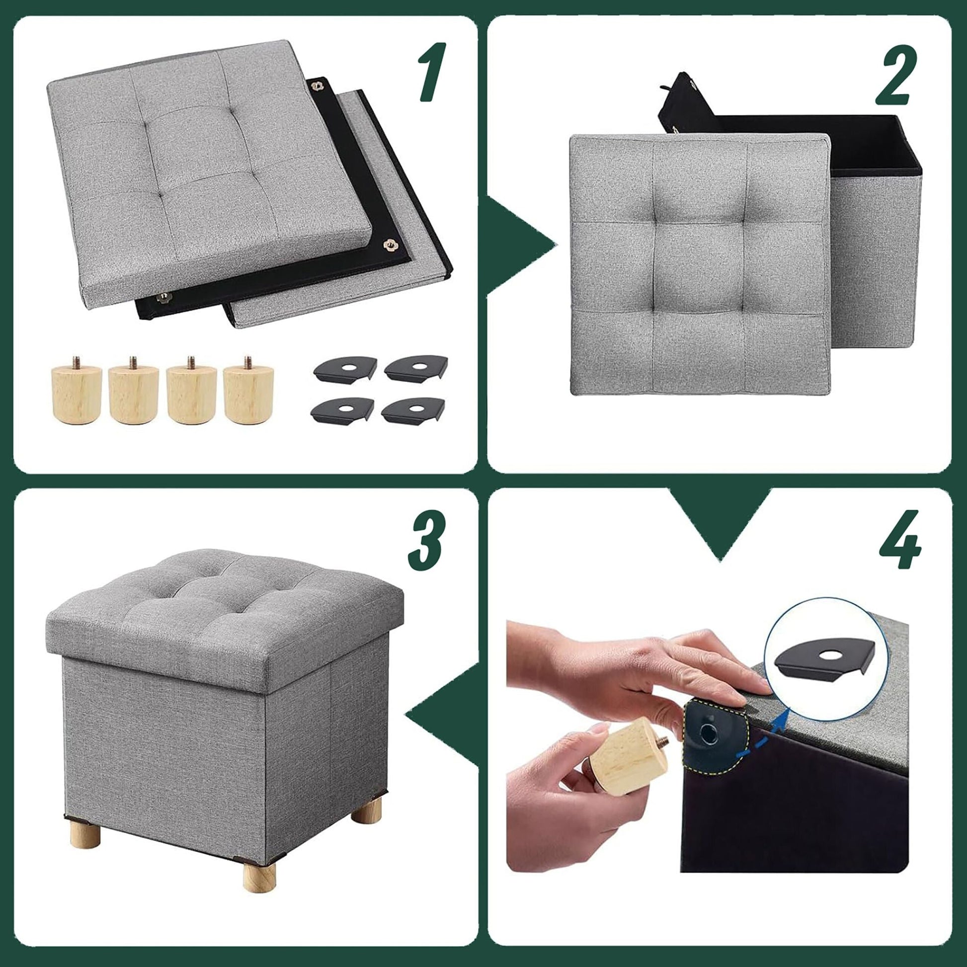 Hocker mit Stauraum Grau von Relaxdays