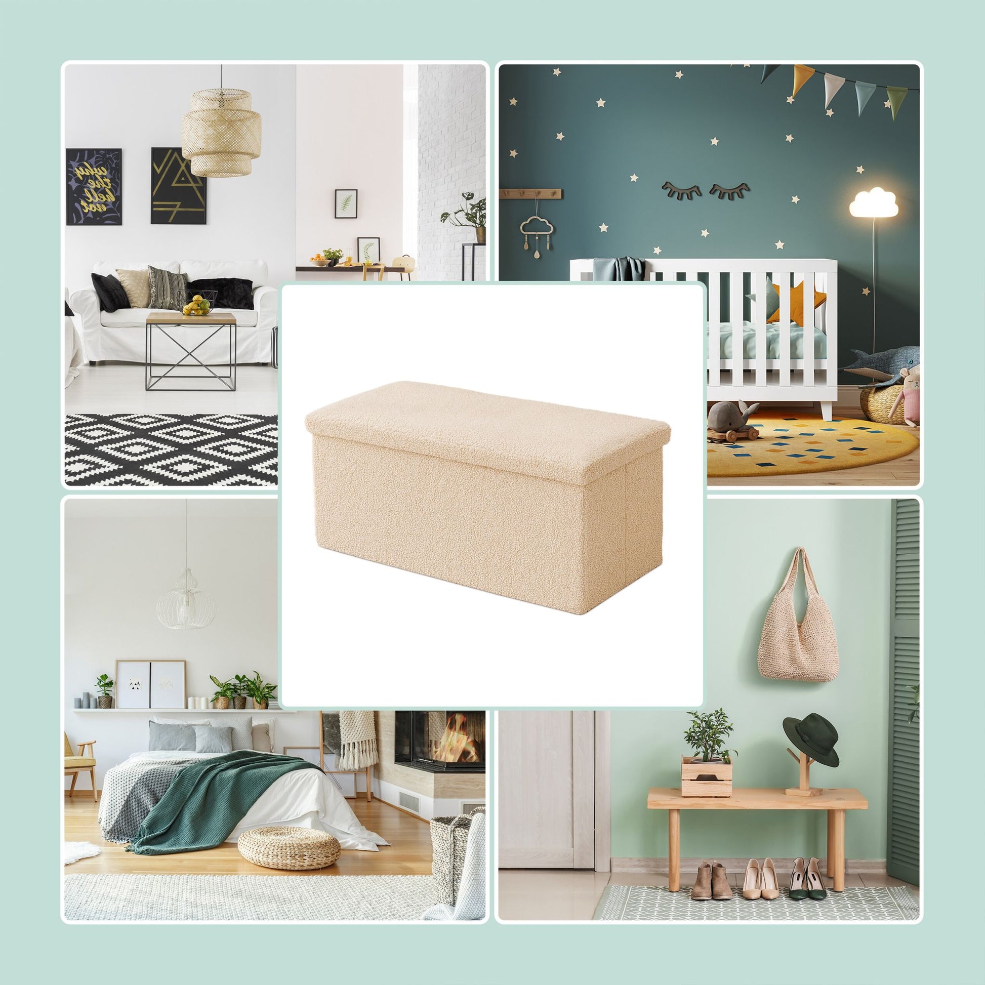 Sitzbank Teddystoff Beige von Relaxdays