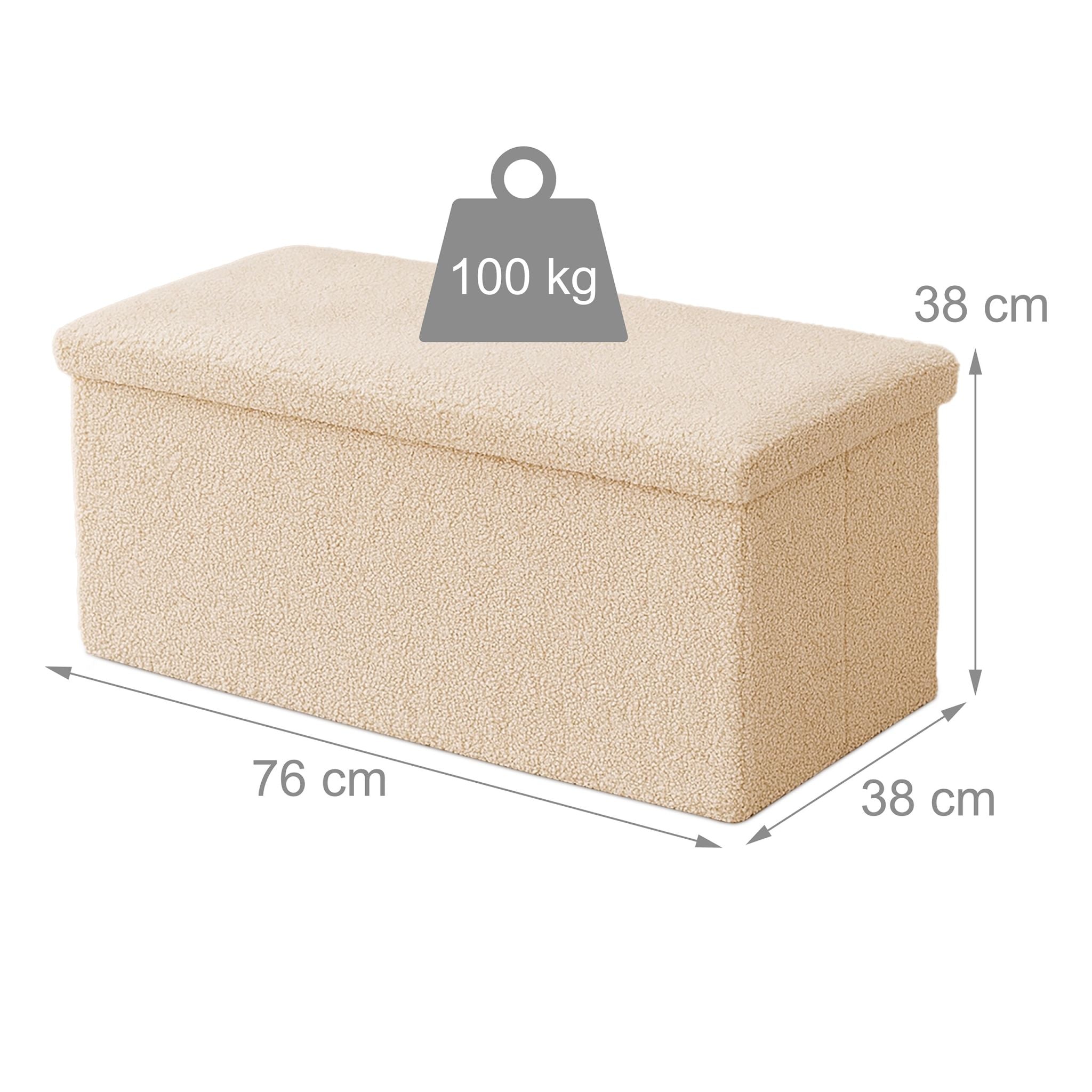 Sitzbank Teddystoff Beige von Relaxdays