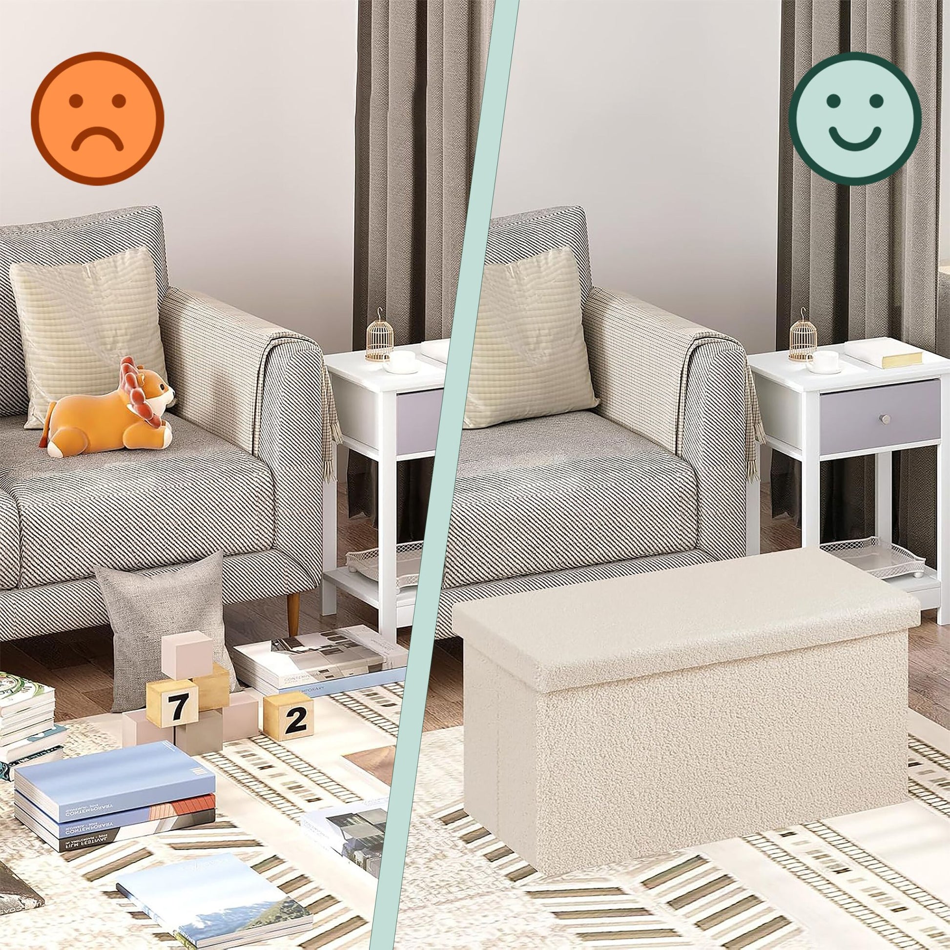 Sitzbank Teddystoff Beige von Relaxdays