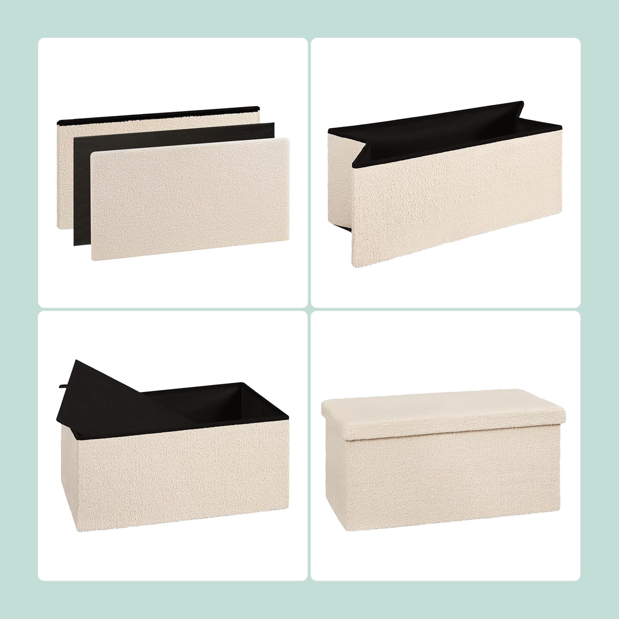 Sitzbank Teddystoff Beige von Relaxdays
