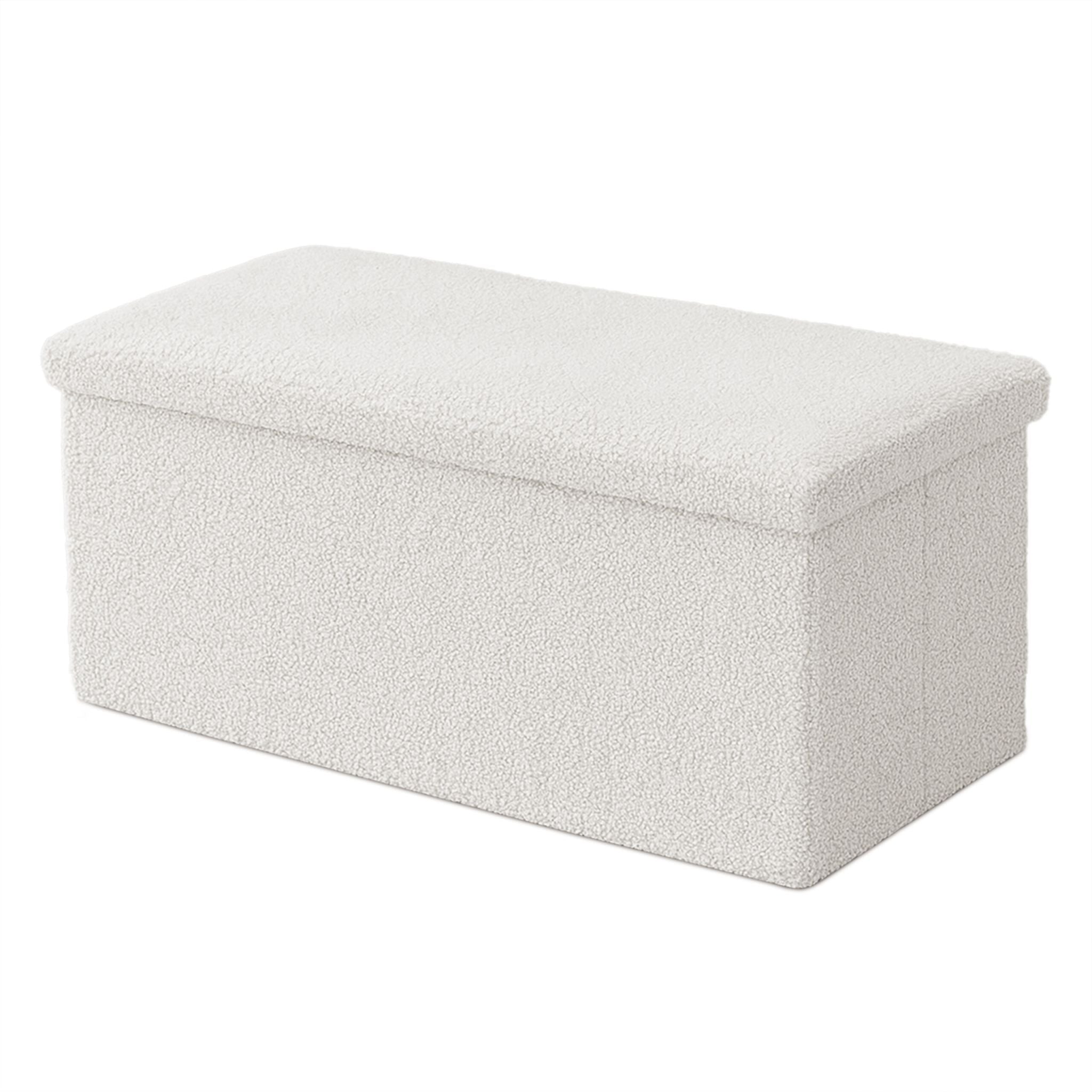 Sitzbank Teddystoff Weiss von Relaxdays