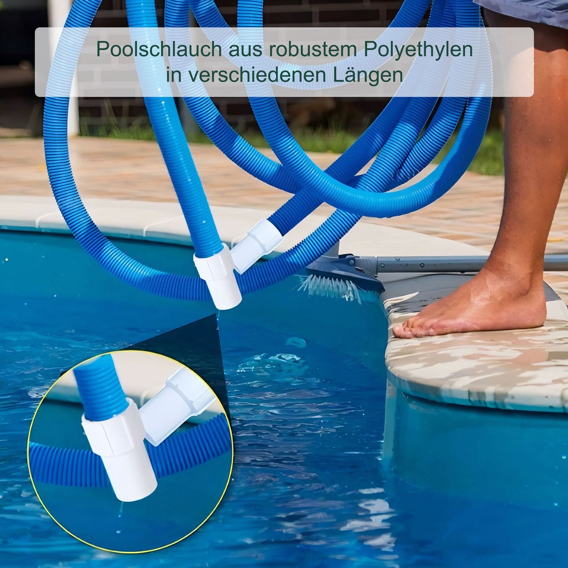 Poolschlauch blau 32mm Weiss-Blau von Relaxdays