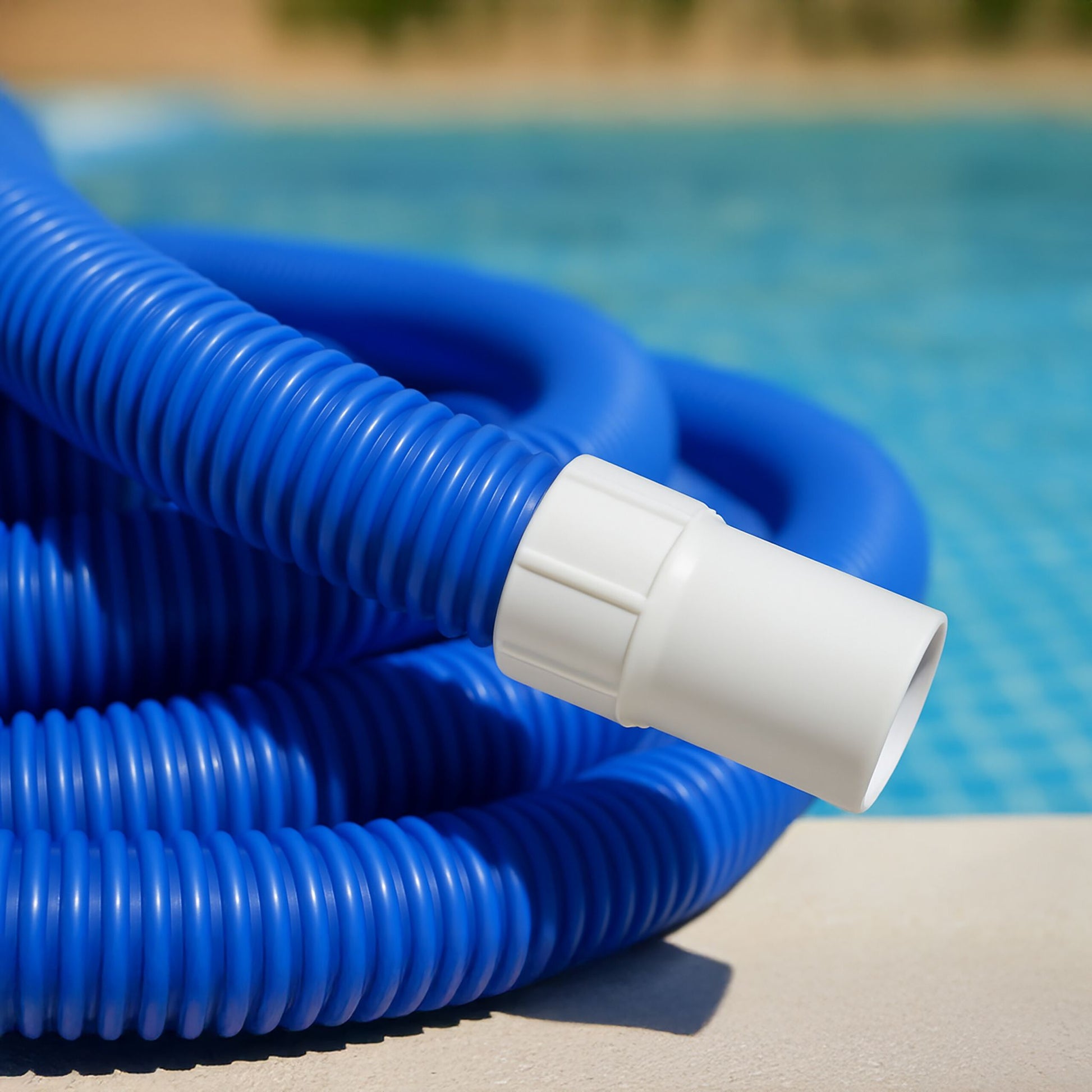 Poolschlauch blau 32mm Weiss-Blau von Relaxdays