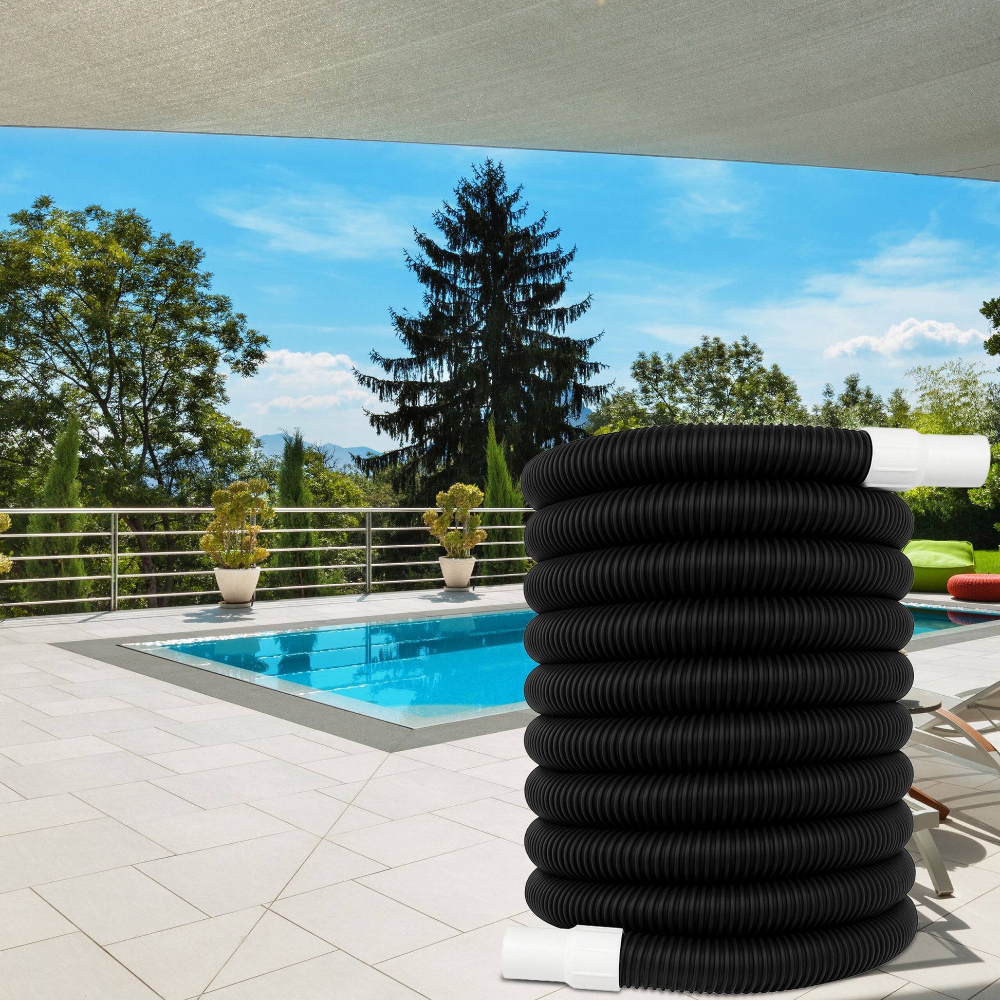 Poolschlauch schwarz 32mm Weiss-Schwarz von Relaxdays