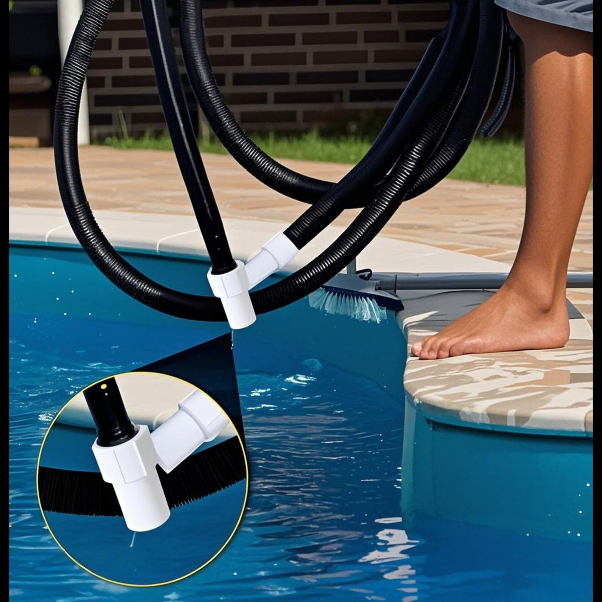 Poolschlauch schwarz 32mm Weiss-Schwarz von Relaxdays