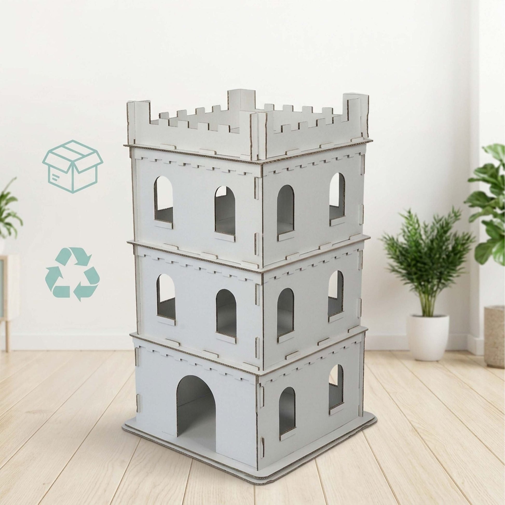Katzenburg XL Pappe Weiss von Relaxdays