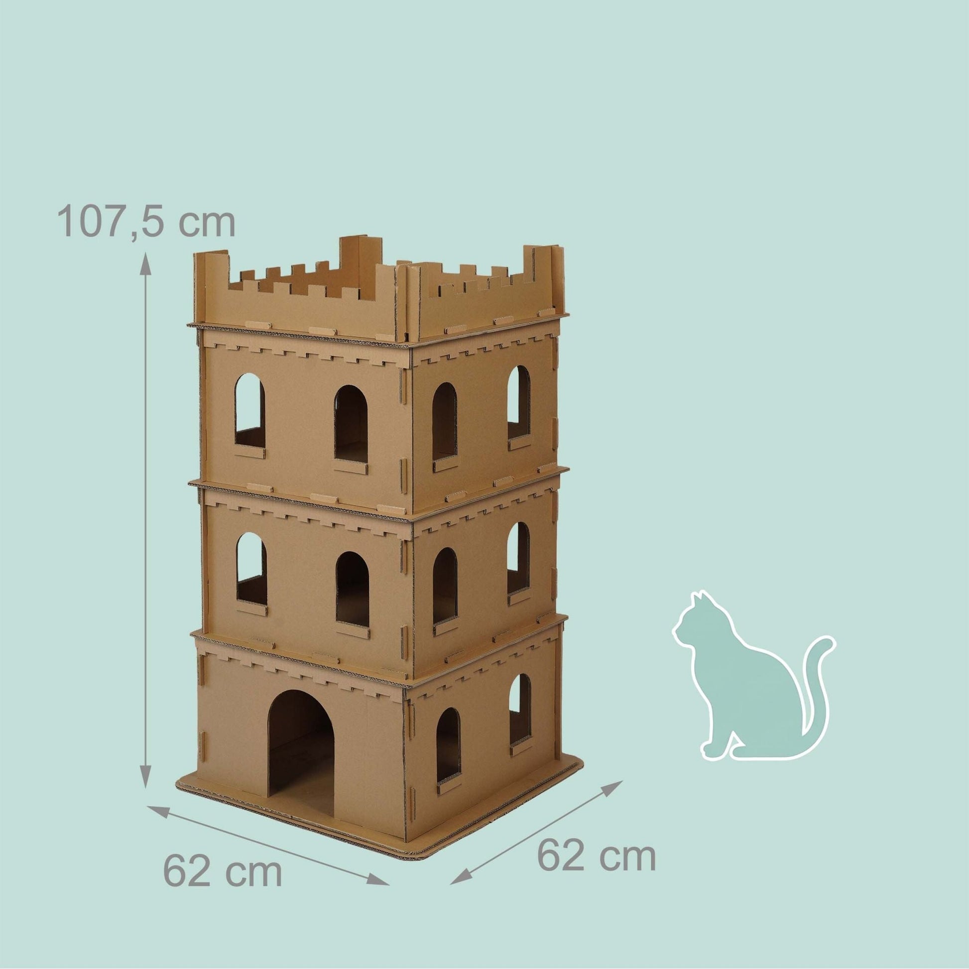 Katzenburg XL Pappe Braun von Relaxdays