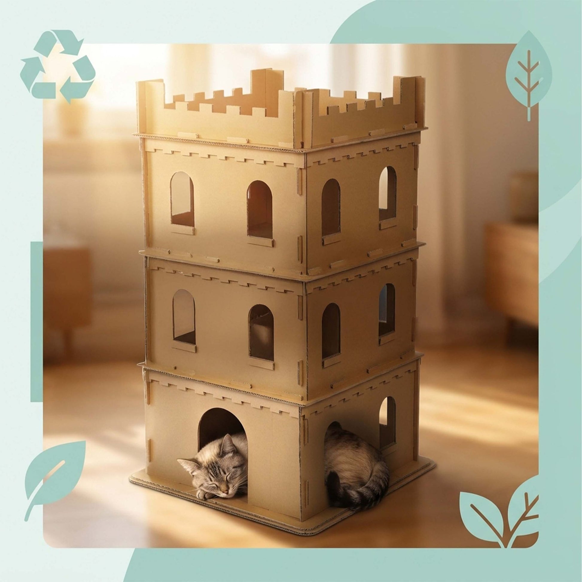Katzenburg XL Pappe Braun von Relaxdays