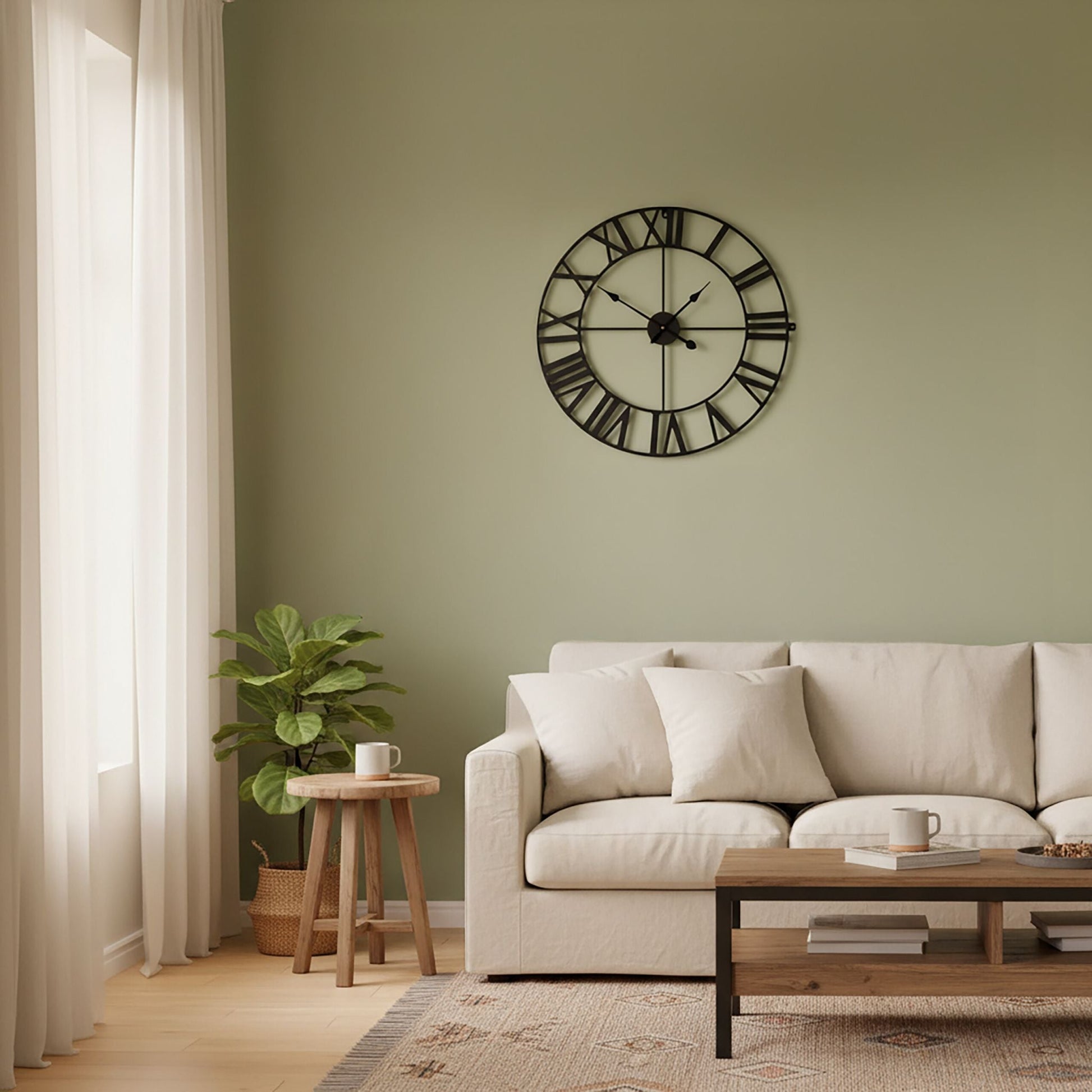 Wanduhr mit römischen Zahlen Schwarz von Relaxdays