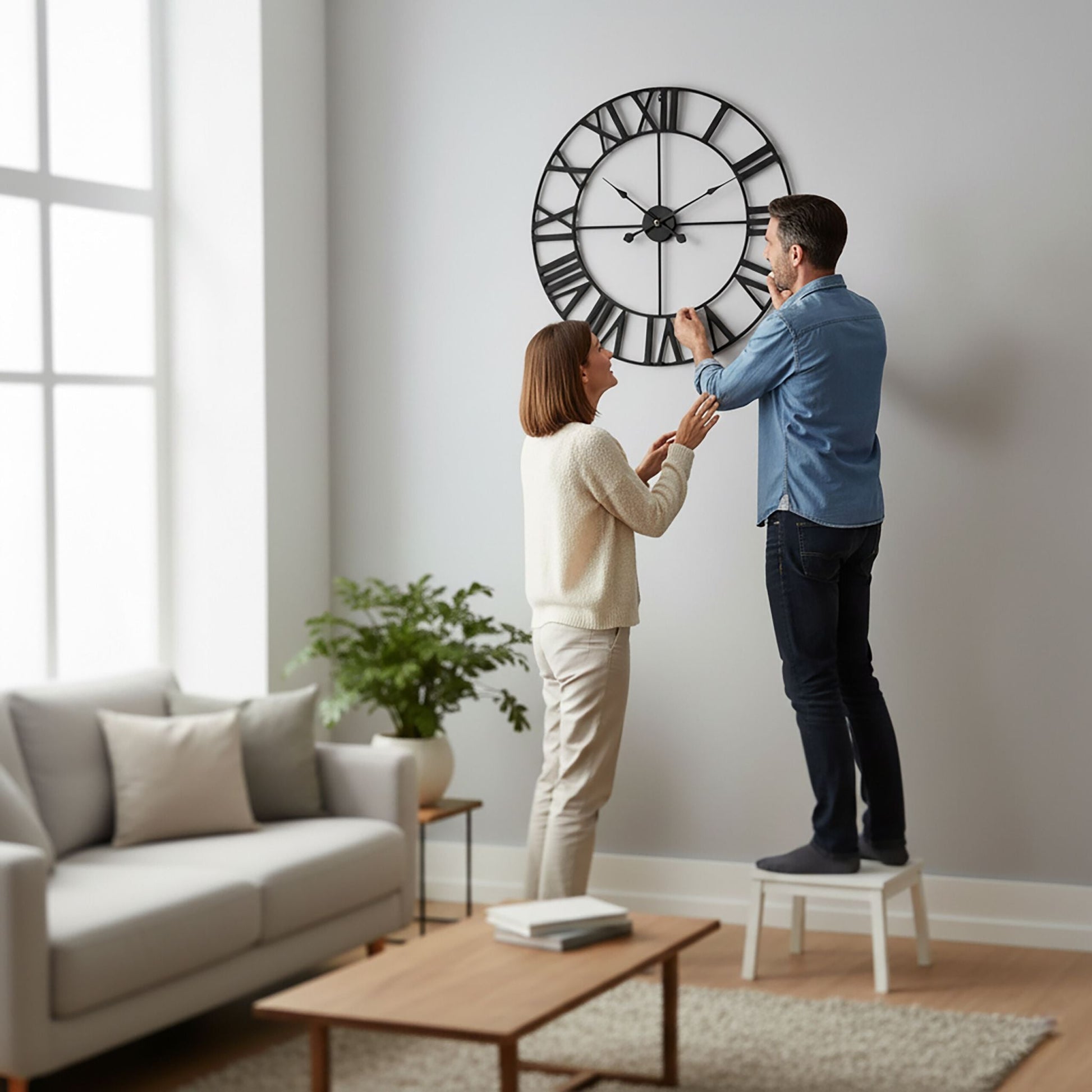 Wanduhr mit römischen Zahlen Schwarz von Relaxdays
