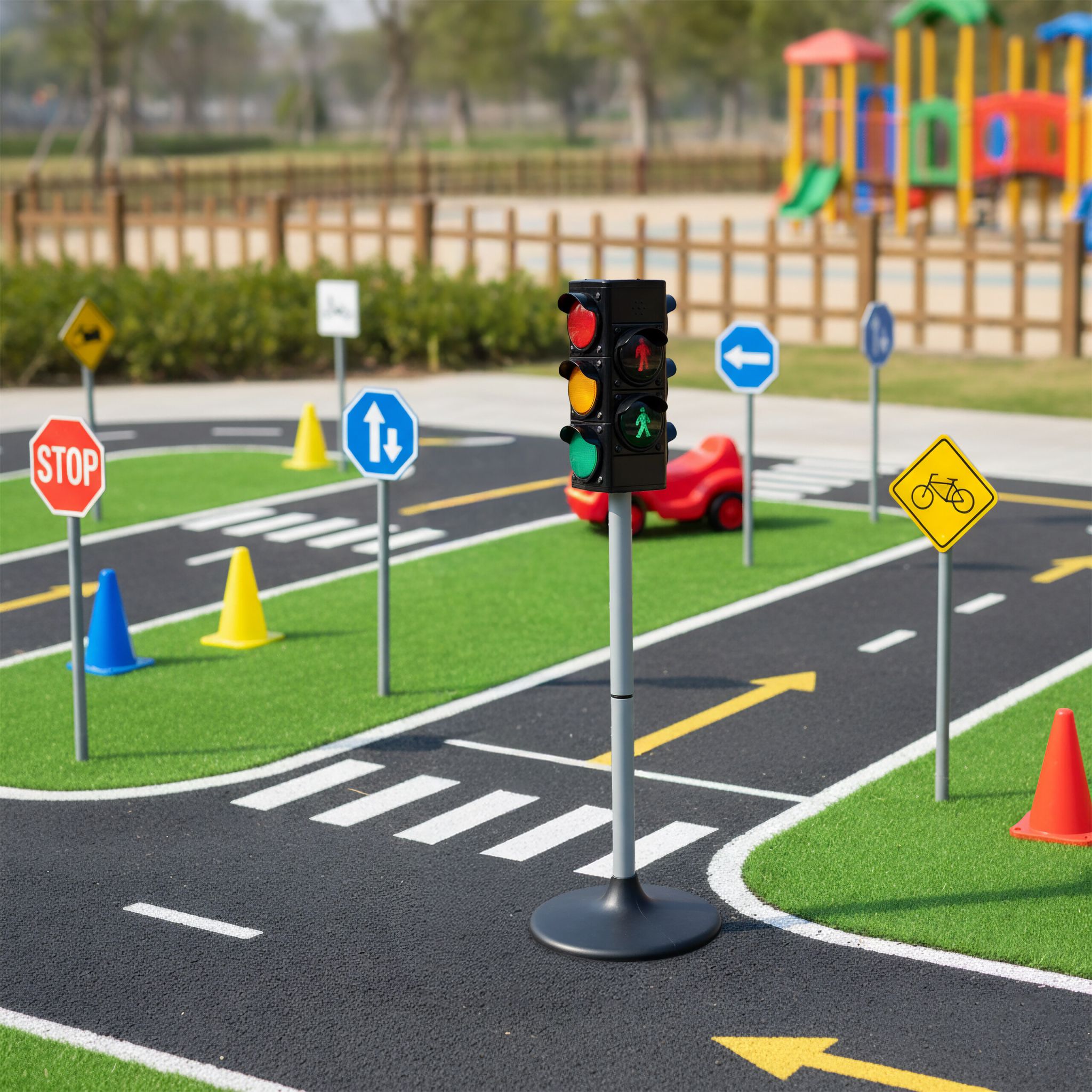 Ampel für Kinder Licht & Sound Schwarz-Silber von Relaxdays
