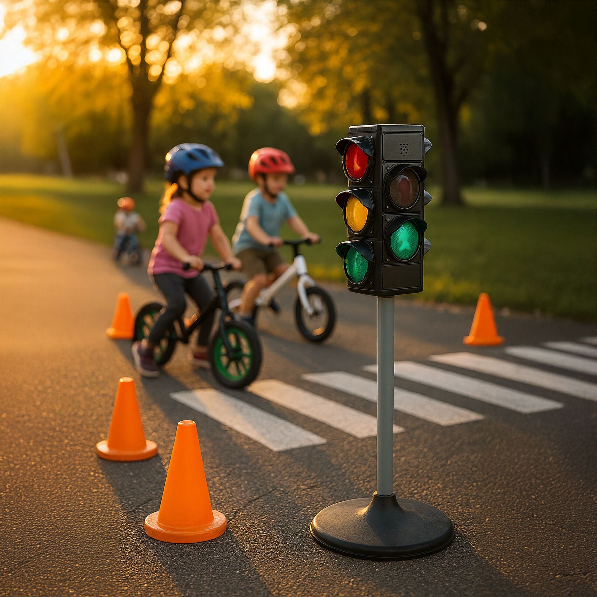 Ampel für Kinder Licht & Sound Schwarz-Silber von Relaxdays