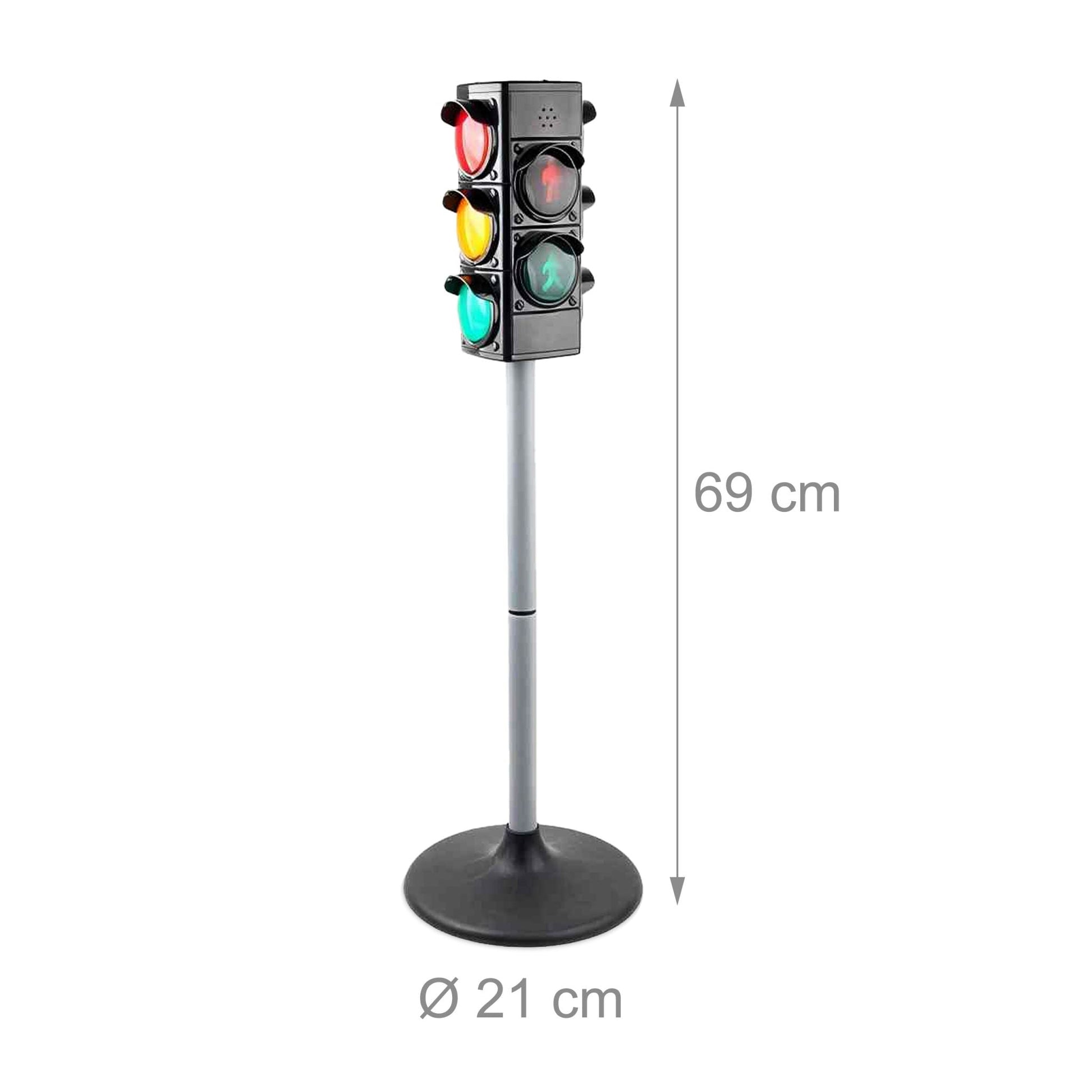 Ampel für Kinder Licht & Sound Schwarz-Silber von Relaxdays