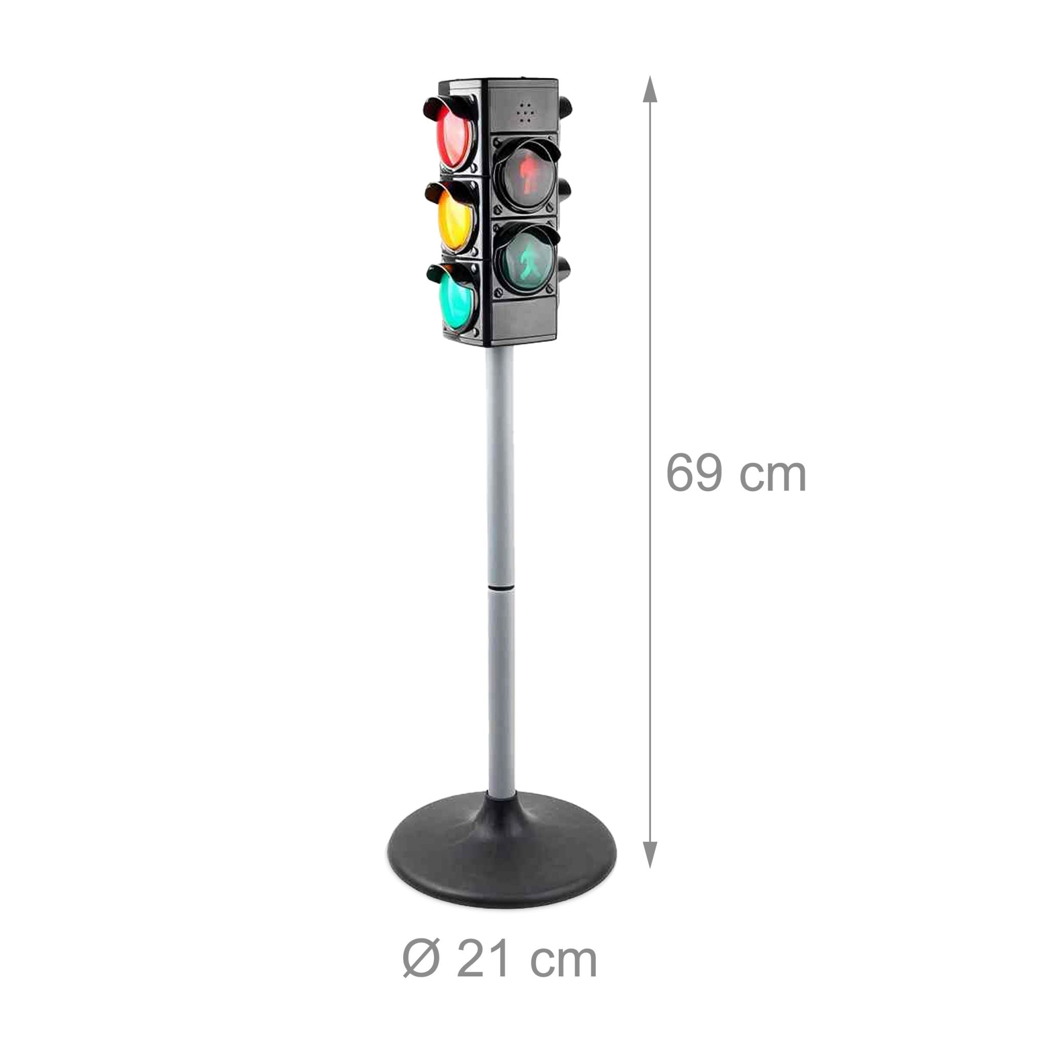Ampel für Kinder Licht & Sound Schwarz-Silber von Relaxdays