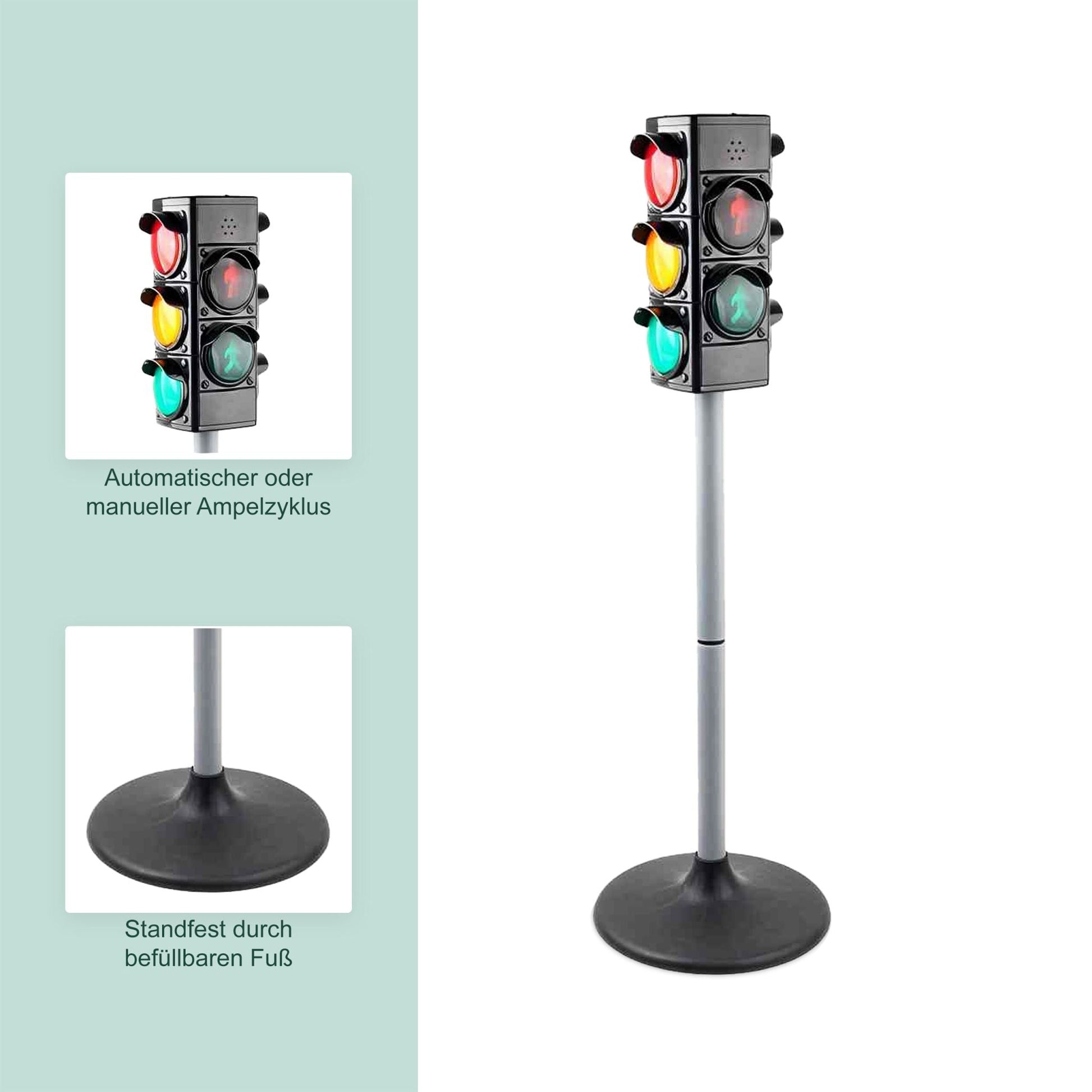 Ampel für Kinder Licht & Sound Schwarz-Silber von Relaxdays