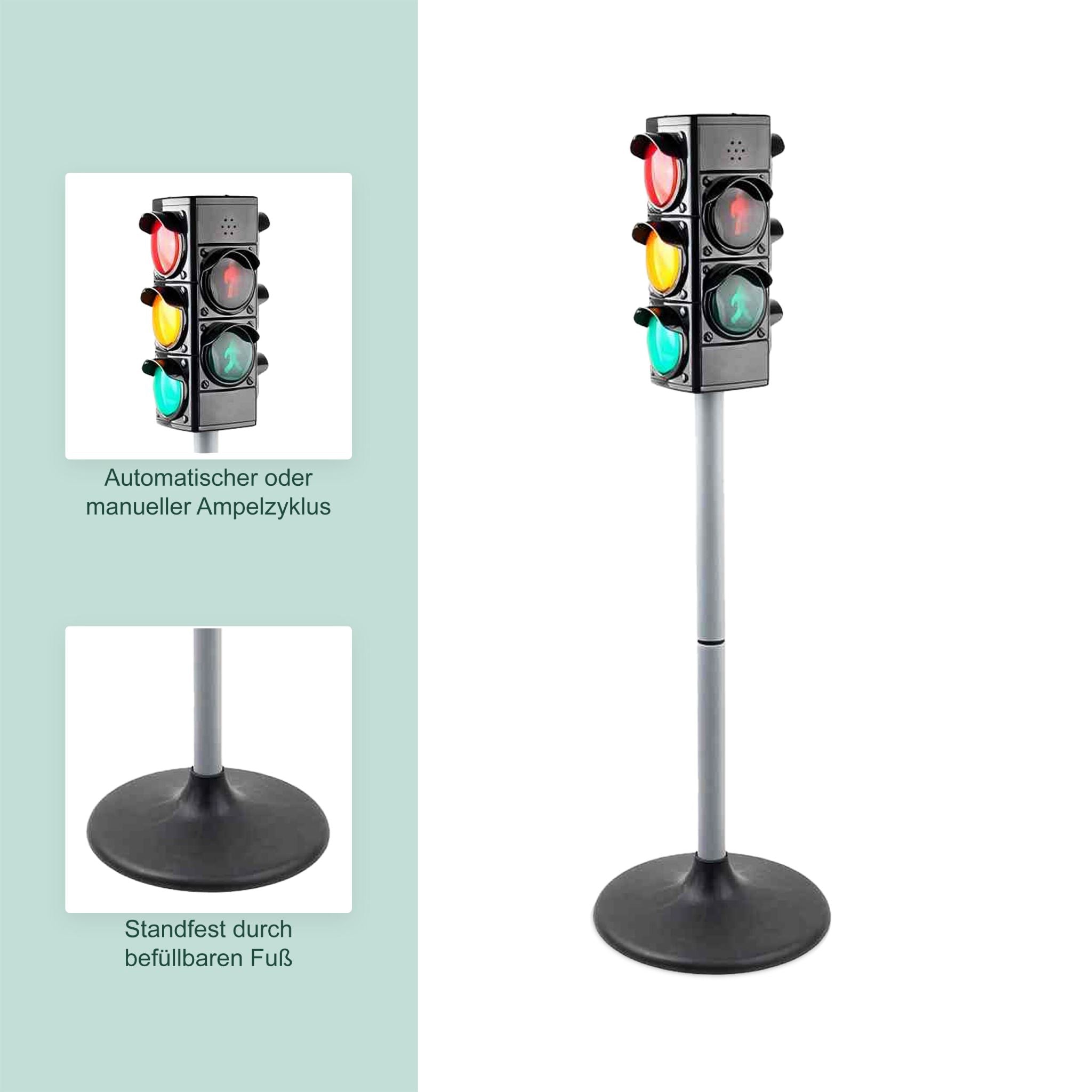 Ampel für Kinder Licht & Sound Schwarz-Silber von Relaxdays
