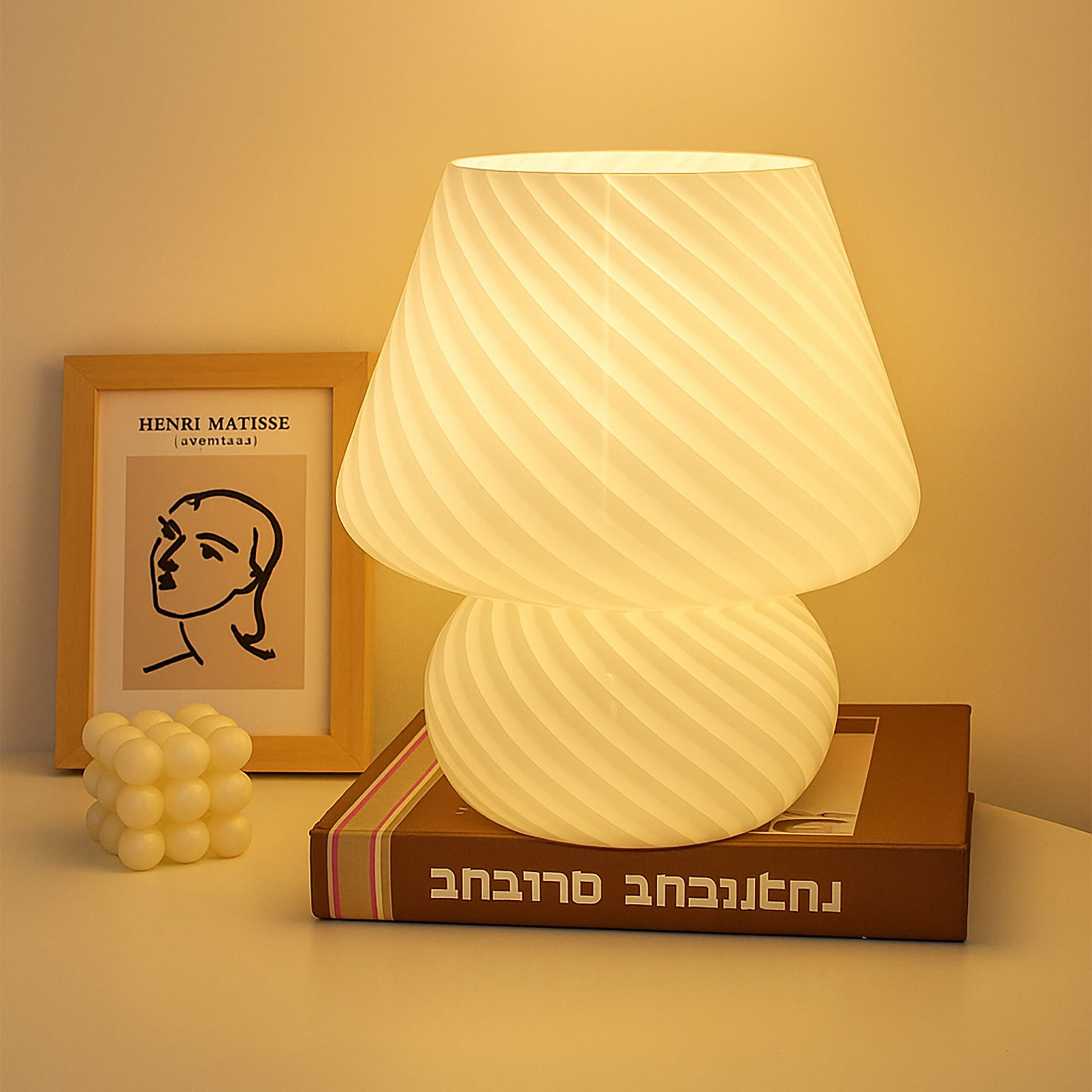 Tischlampe Pilz Weiss-Transparent von Relaxdays