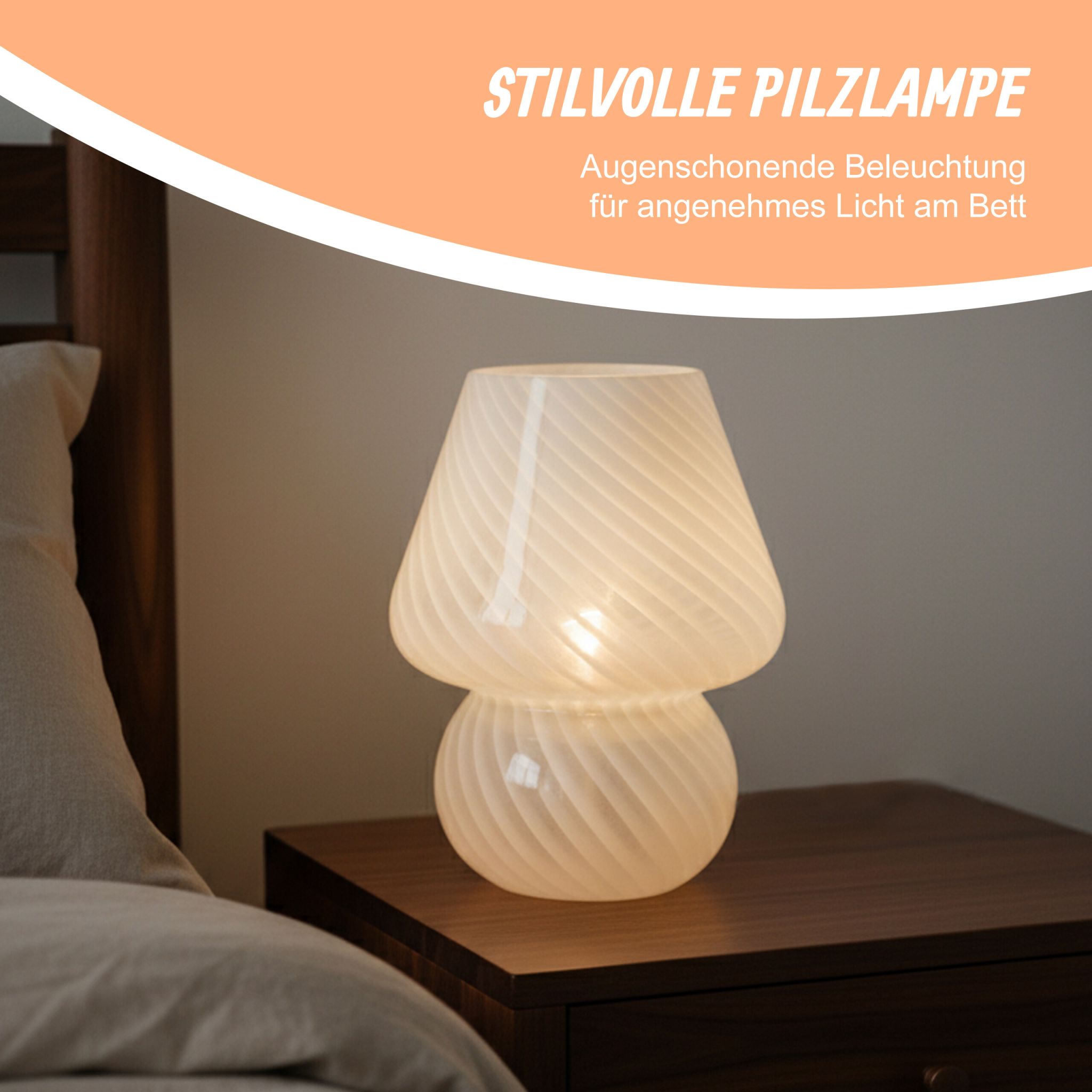 Tischlampe Pilz Weiss-Transparent von Relaxdays