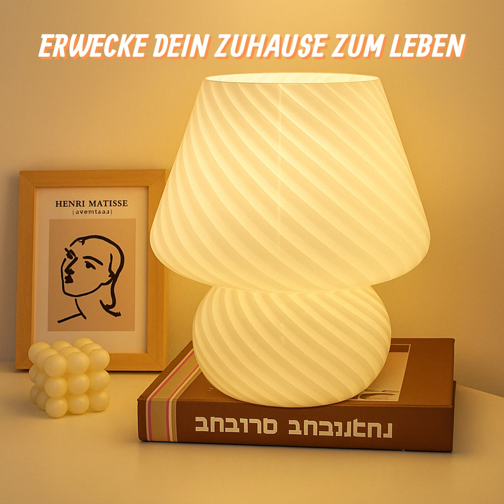 Tischlampe Pilz Weiss-Transparent von Relaxdays