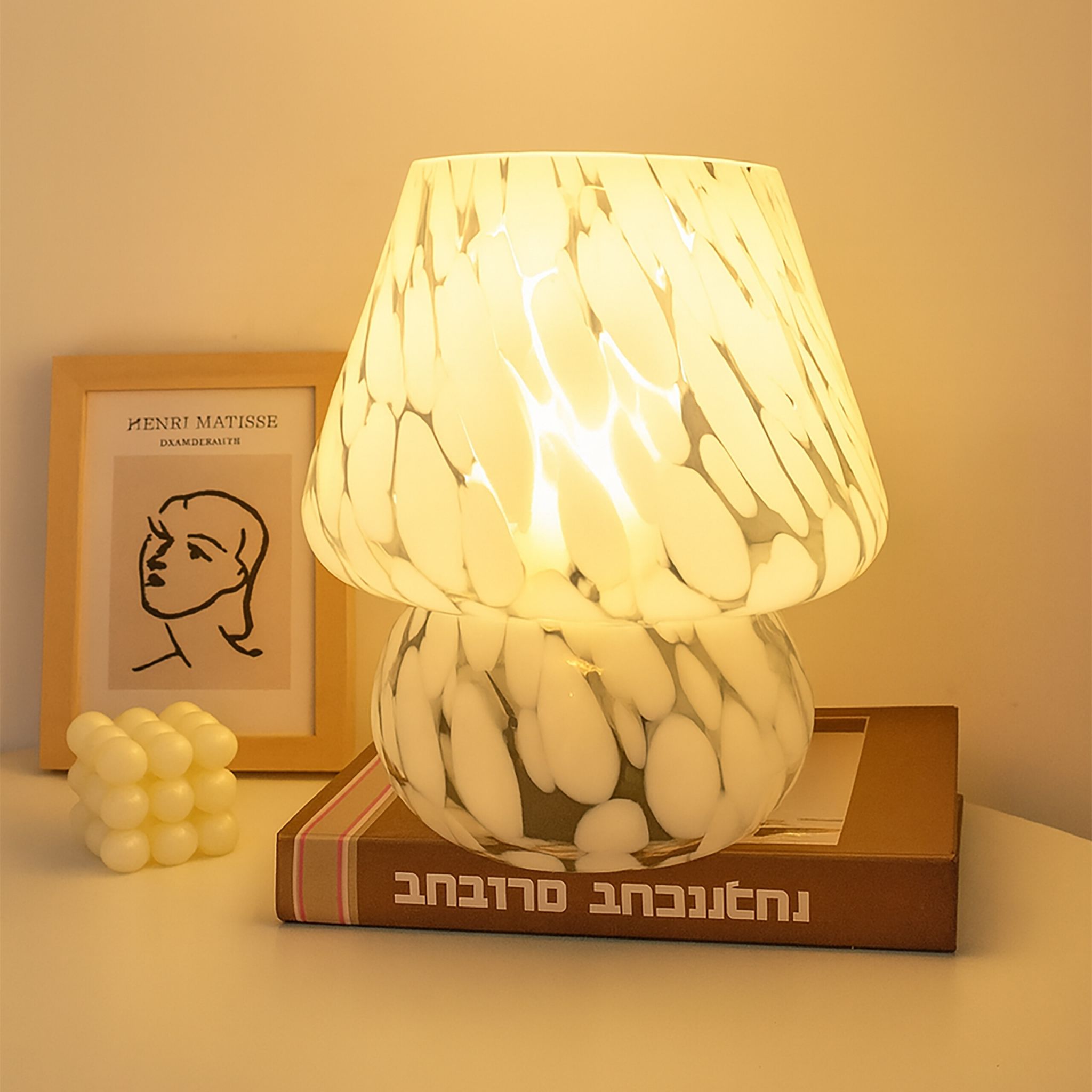 Tischlampe Pilz Weiss-Schwarz von Relaxdays