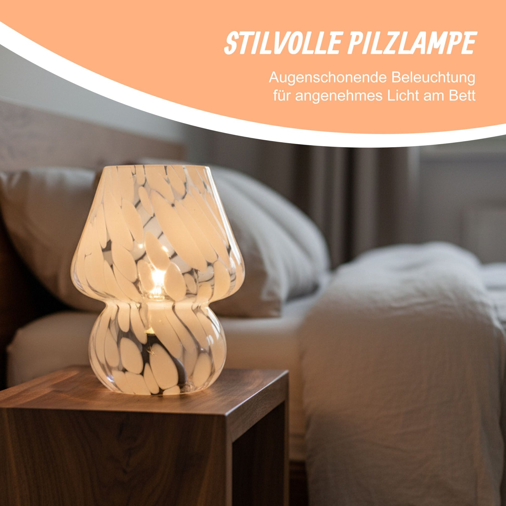 Tischlampe Pilz Weiss-Schwarz von Relaxdays