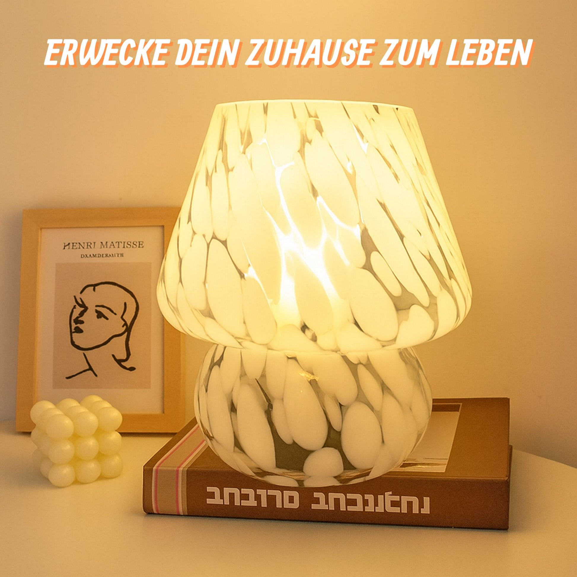 Tischlampe Pilz Weiss-Schwarz von Relaxdays