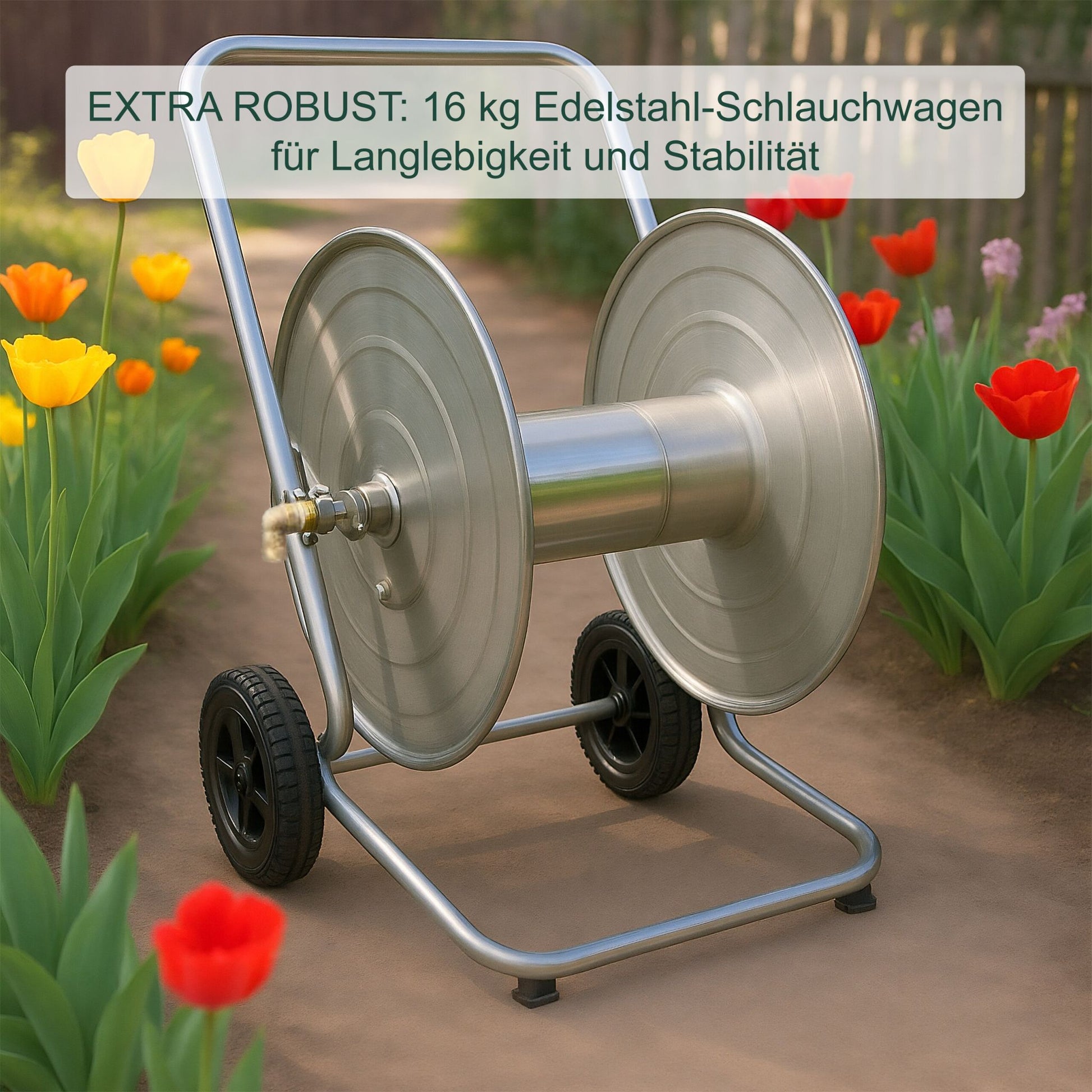Schlauchwagen Edelstahl Schwarz-Silber von Relaxdays