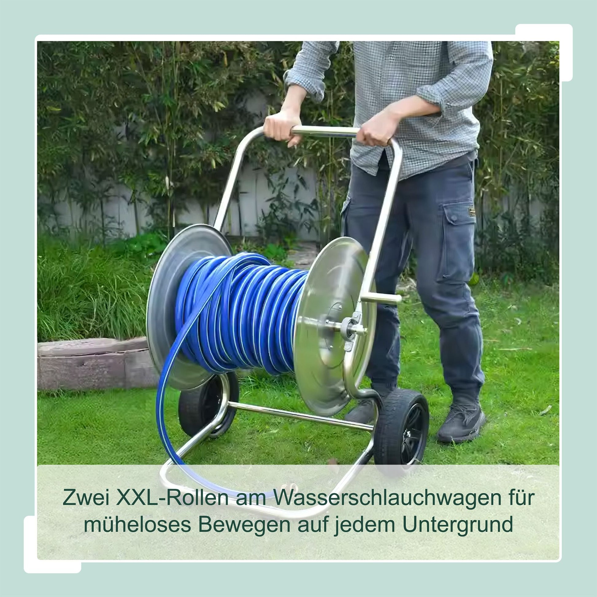 Schlauchwagen Edelstahl Schwarz-Silber von Relaxdays