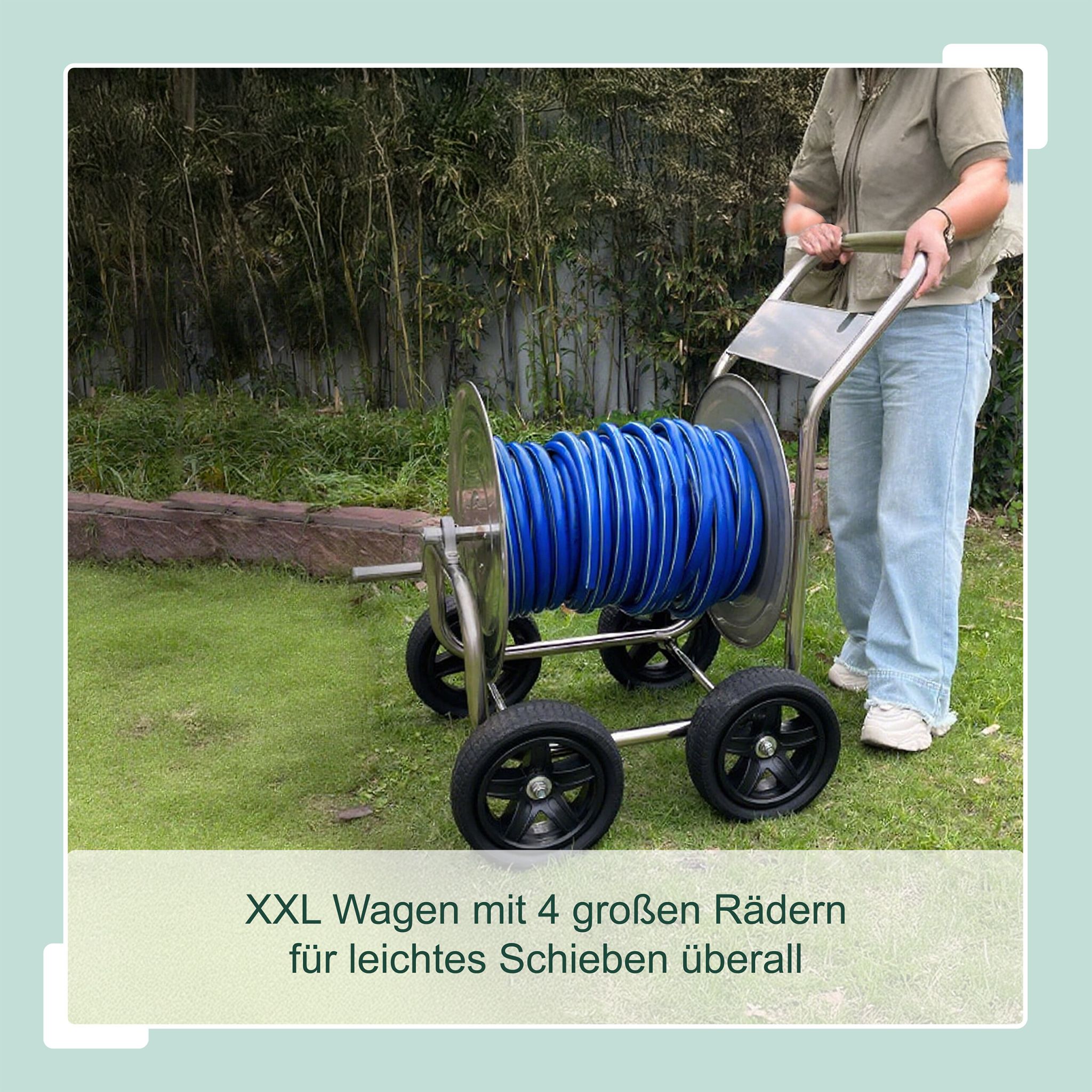 Schlauchwagen Edelstahl Schwarz-Silber von Relaxdays