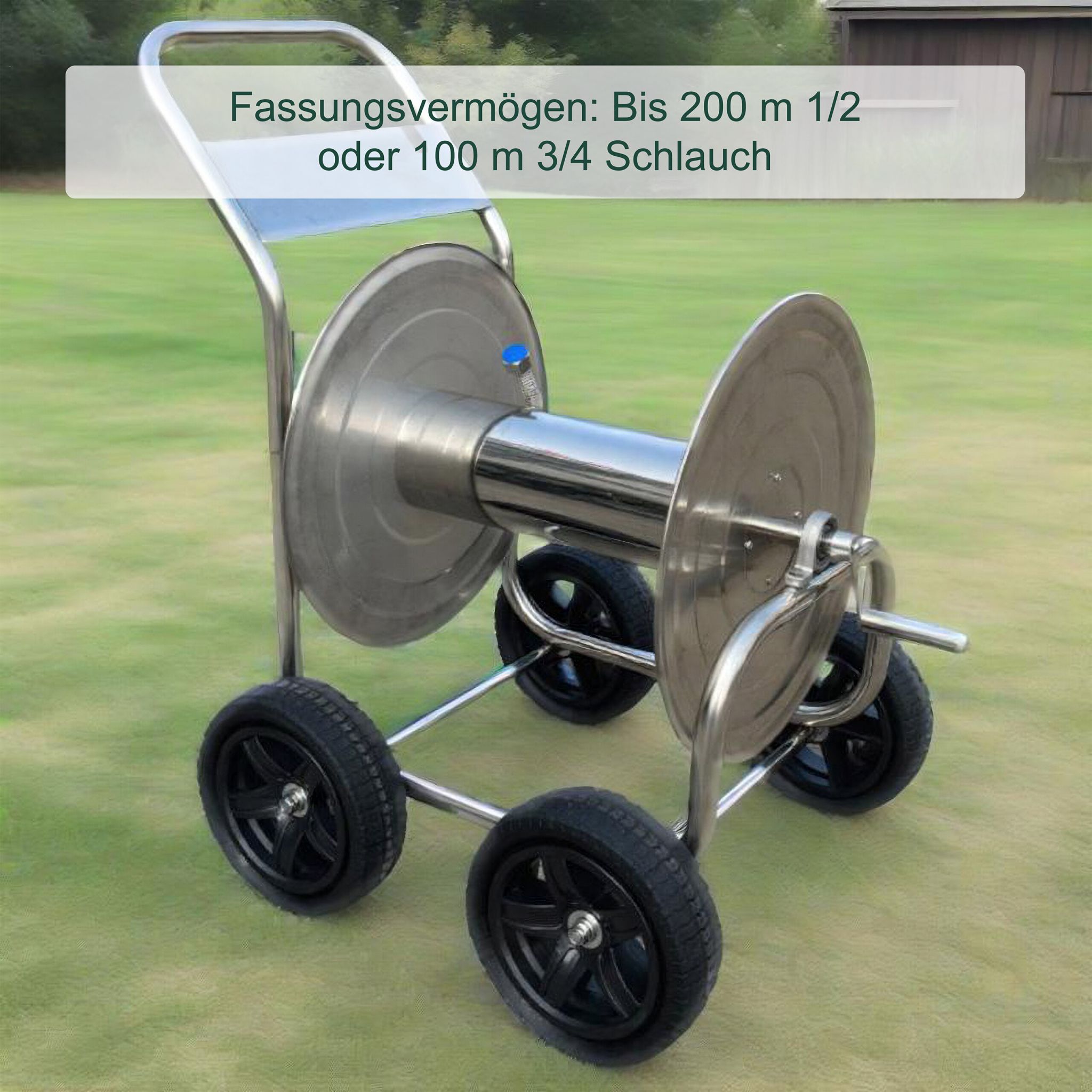 Schlauchwagen Edelstahl Schwarz-Silber von Relaxdays