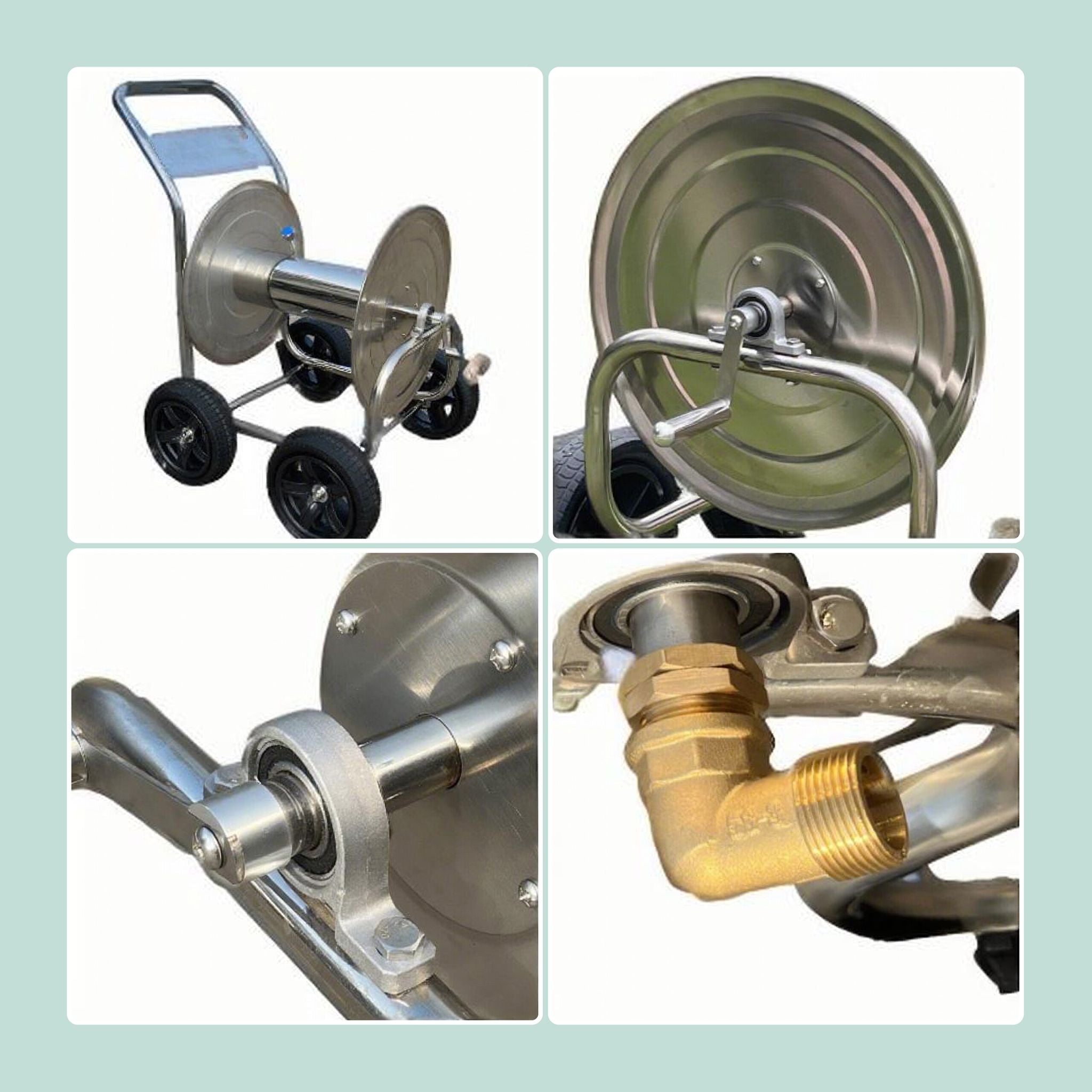 Schlauchwagen Edelstahl Schwarz-Silber von Relaxdays