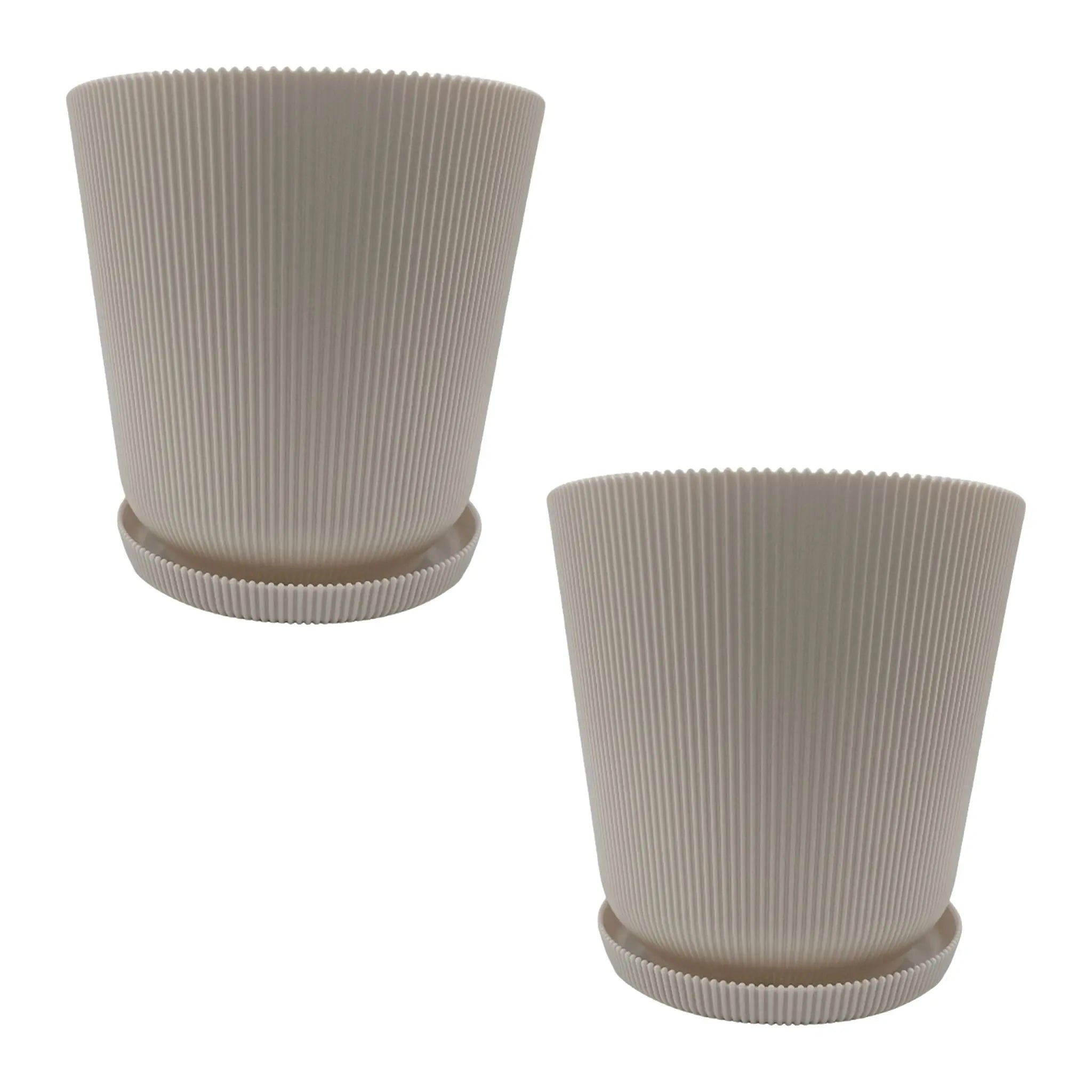 Blumentopf mit Untersetzer 2er-Set Beige von Relaxdays