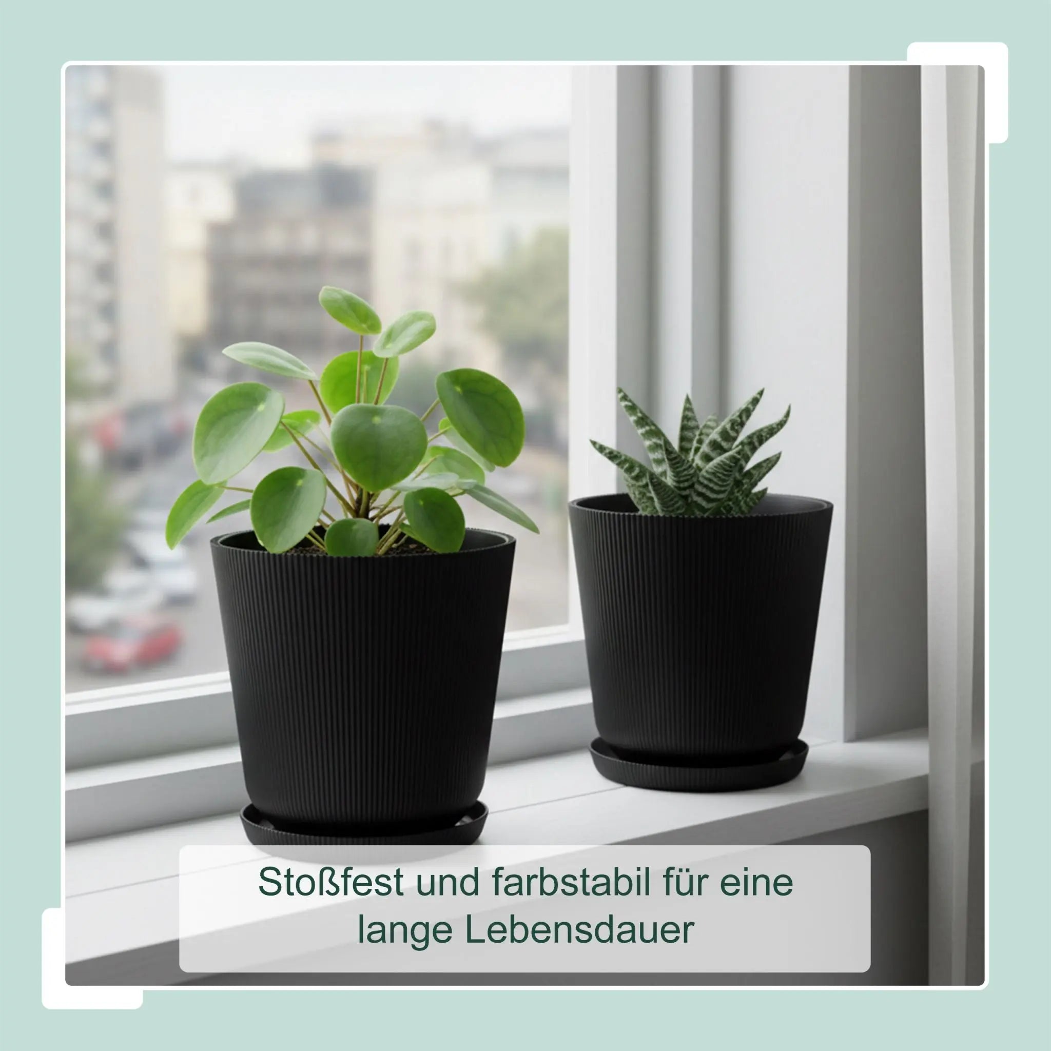 Blumentopf mit Untersetzer 2er-Set Schwarz von Relaxdays
