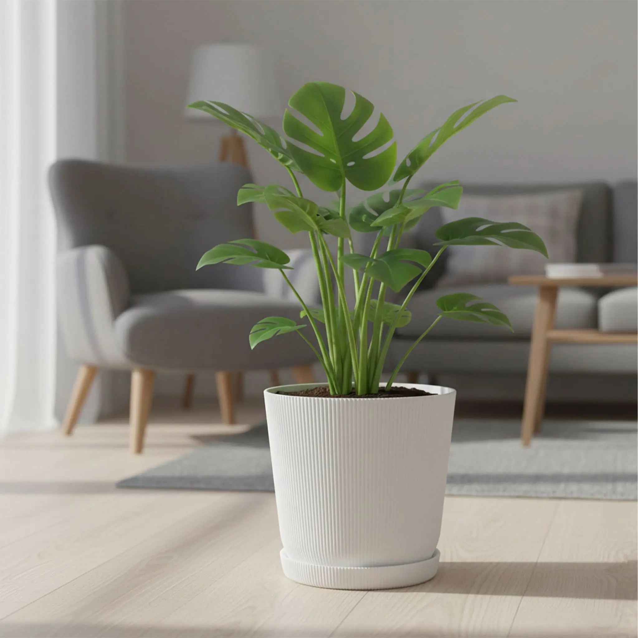Blumentopf mit Untersetzer 2er-Set Weiss von Relaxdays