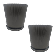 Blumentopf mit Untersetzer 2er-Set Anthrazit von Relaxdays