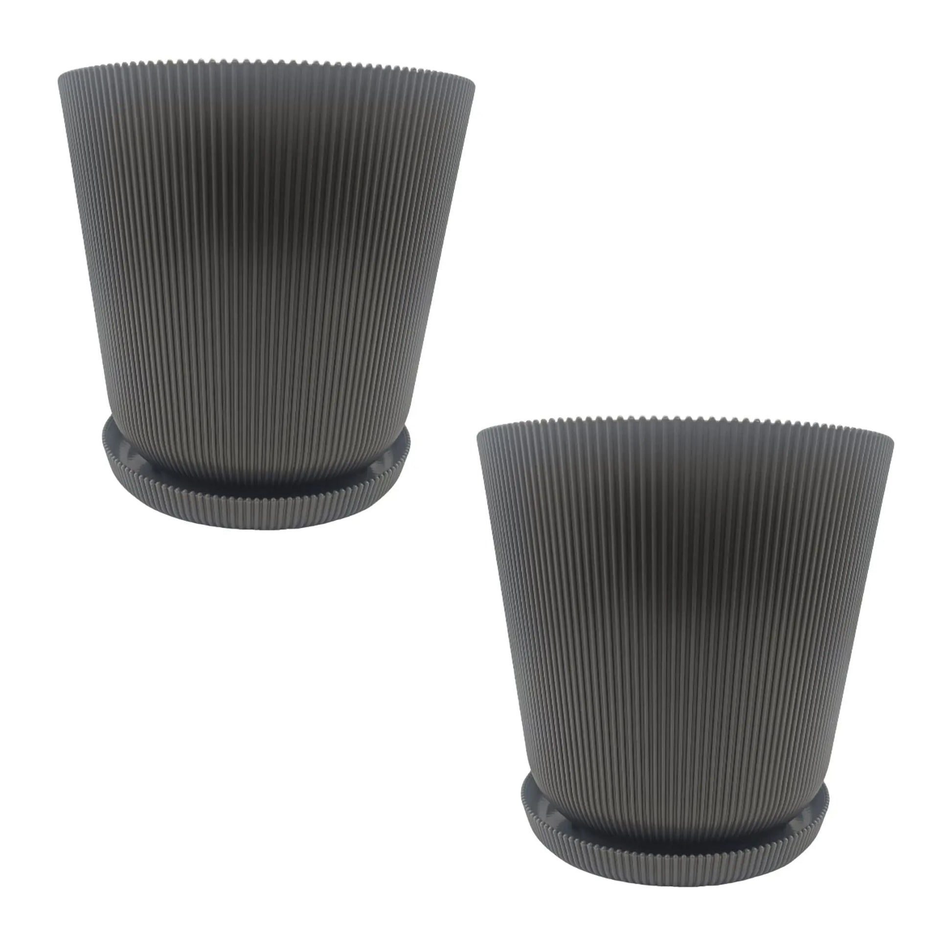Blumentopf mit Untersetzer 2er-Set Anthrazit von Relaxdays