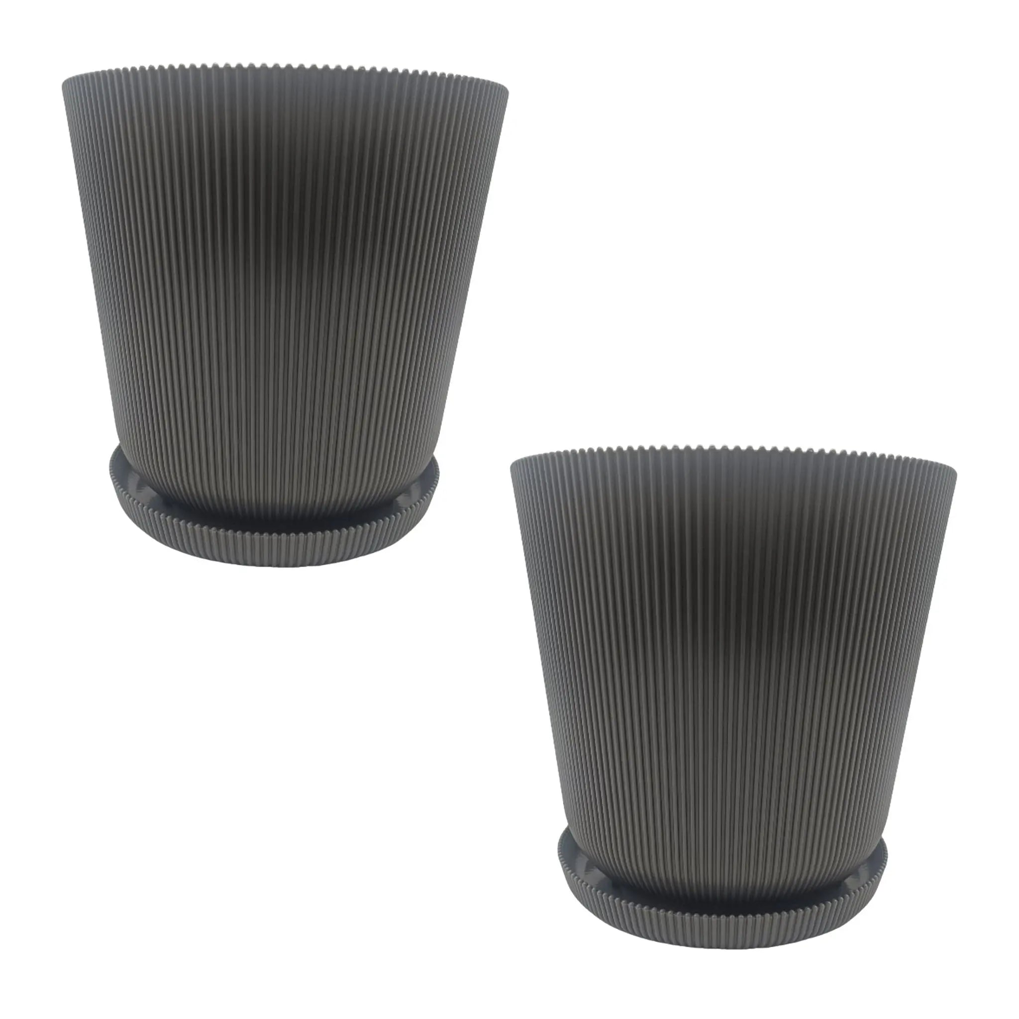 Blumentopf mit Untersetzer 2er-Set Anthrazit von Relaxdays