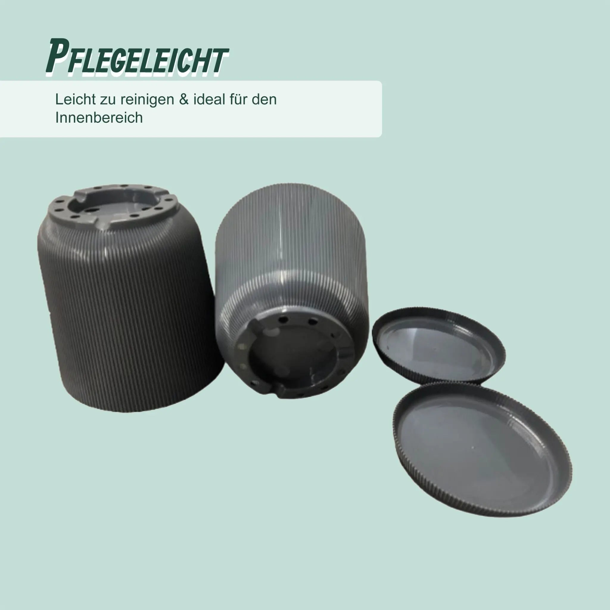 Blumentopf mit Untersetzer 2er-Set Anthrazit von Relaxdays