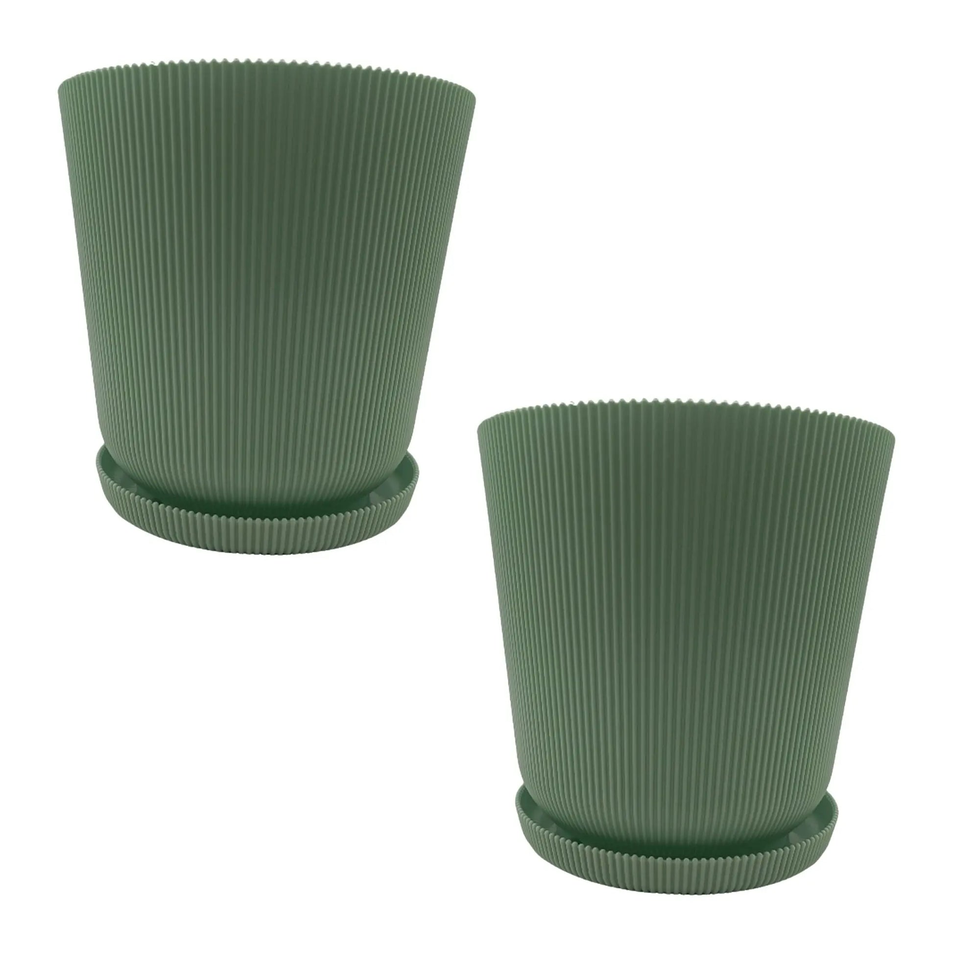 Blumentopf mit Untersetzer 2er-Set Grün von Relaxdays