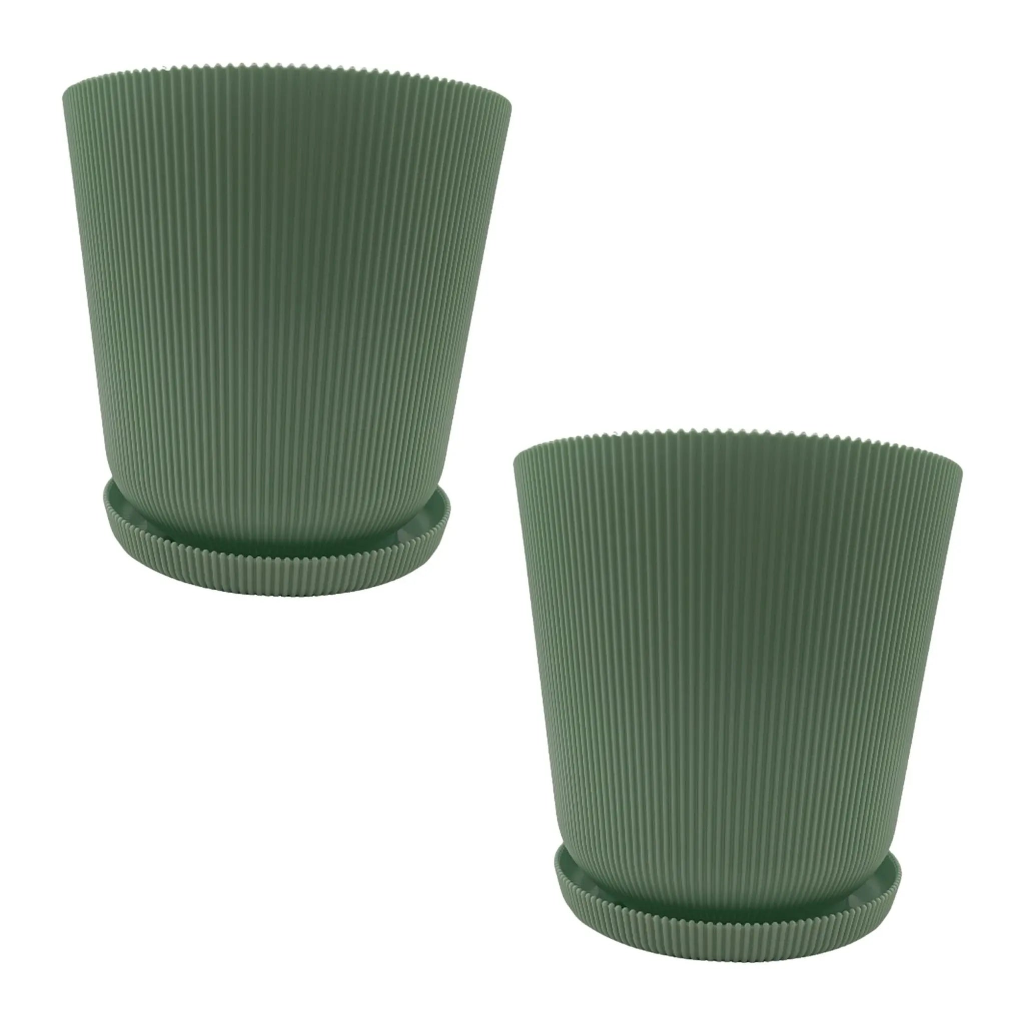 Blumentopf mit Untersetzer 2er-Set Grün von Relaxdays