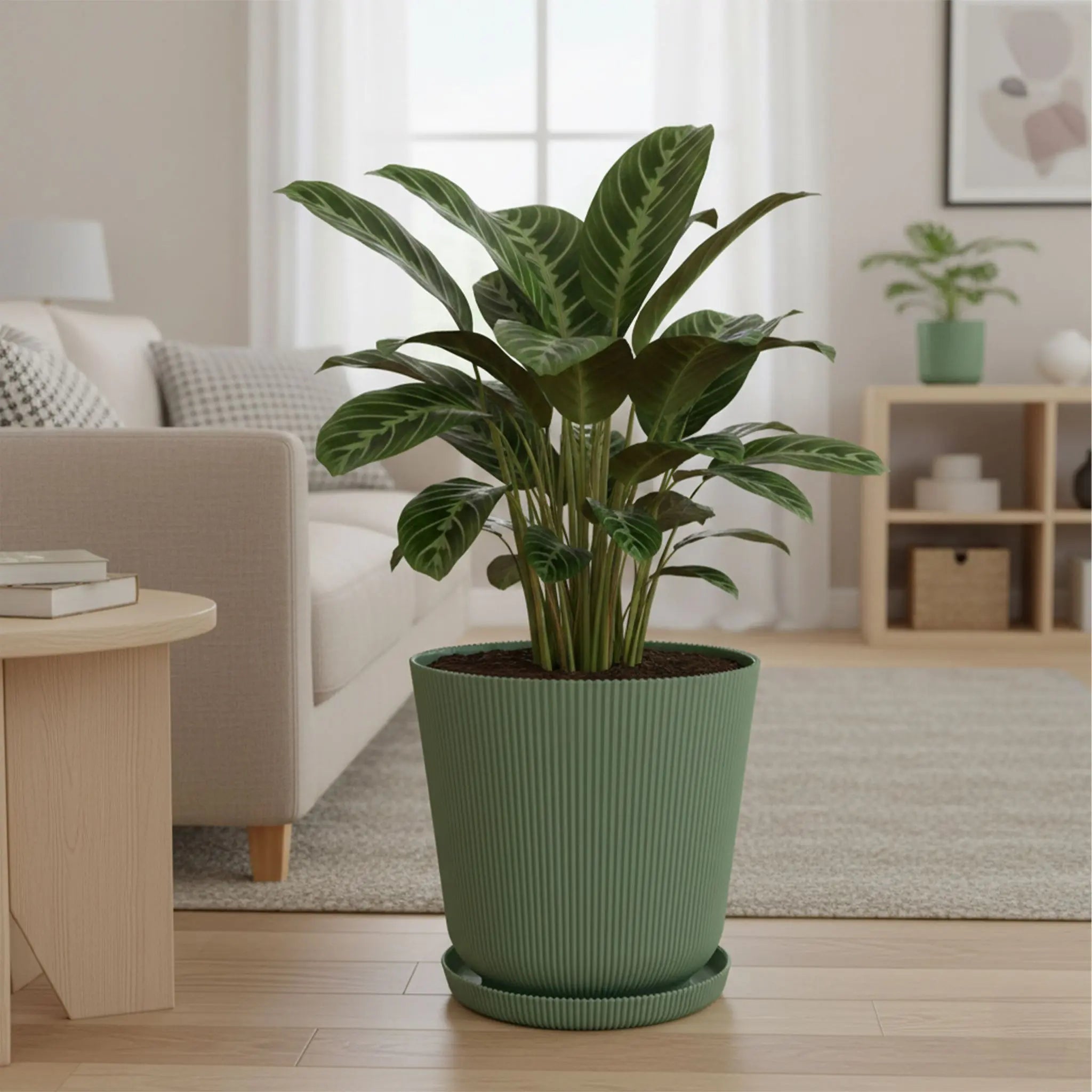 Blumentopf mit Untersetzer 2er-Set Grün von Relaxdays