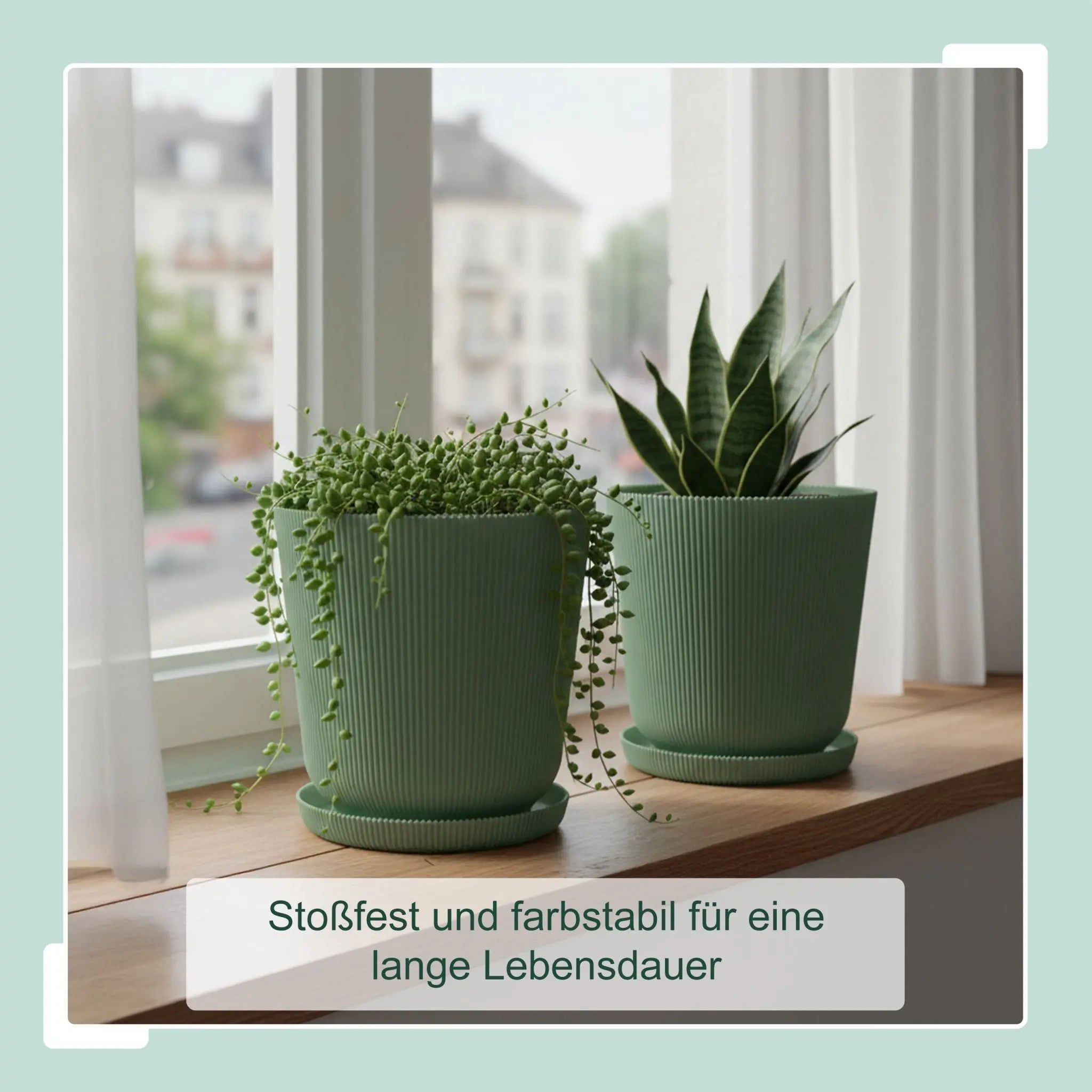 Blumentopf mit Untersetzer 2er-Set Grün von Relaxdays