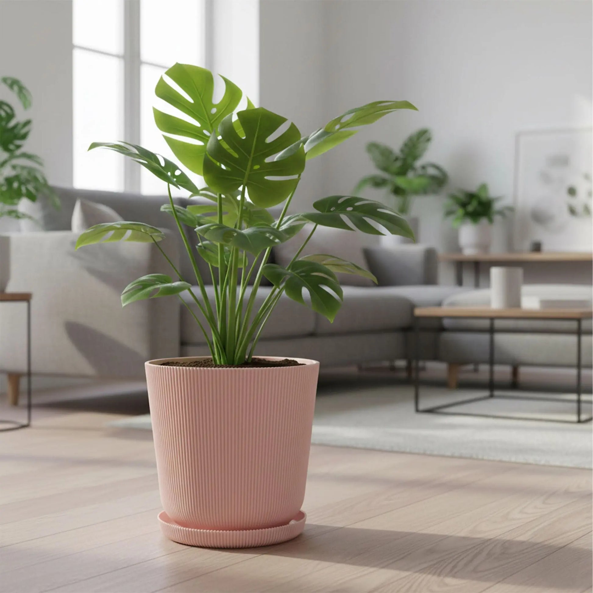 Blumentopf mit Untersetzer 2er-Set Rosa von Relaxdays